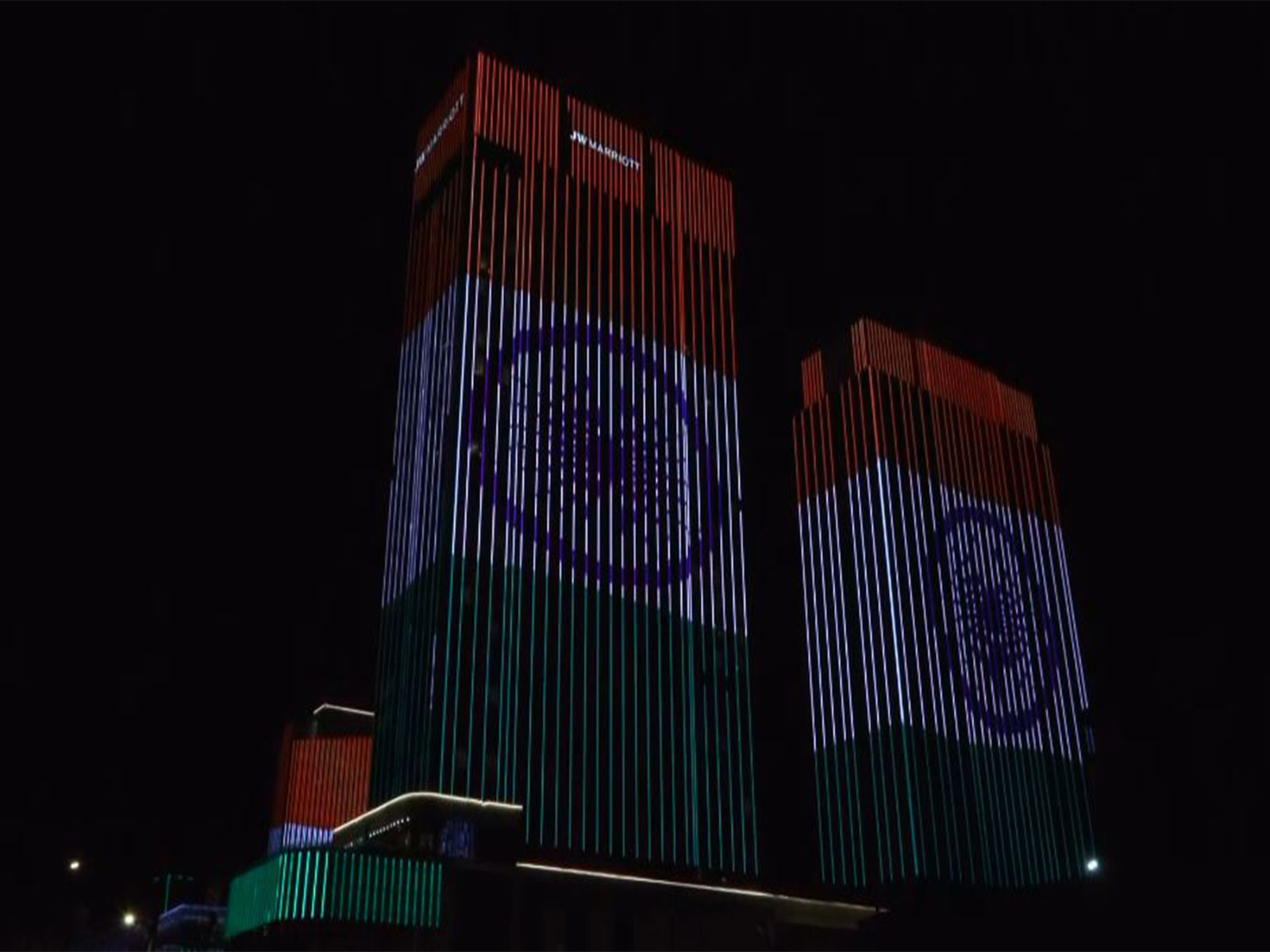 Hotel buildings illuminate in tricolour as PM Modi visits Uzbekistan (Photo/ANI) Hotel buildings illuminate in tricolour as PM Modi visits Uzbekistan (Photo/ANI)