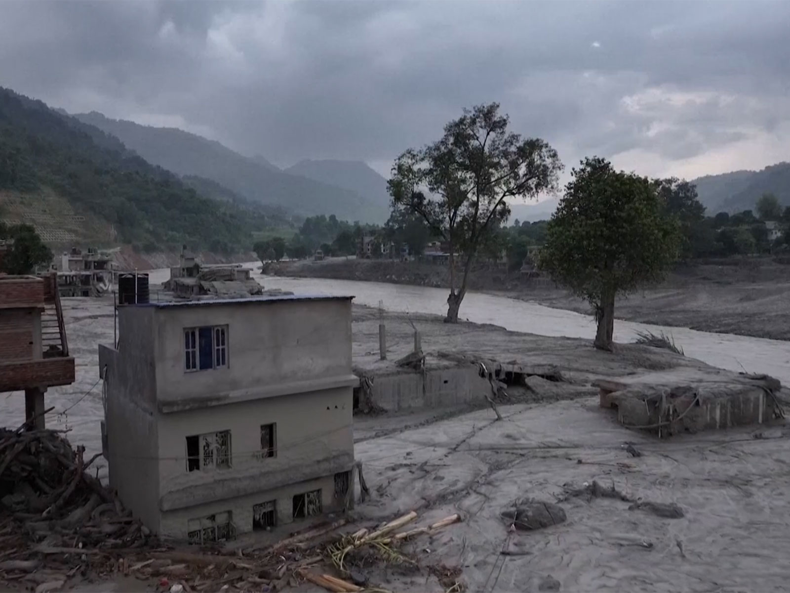 Drone footage shows extent of flood damage, Nuwakot, Nepal (Photo/ANI)