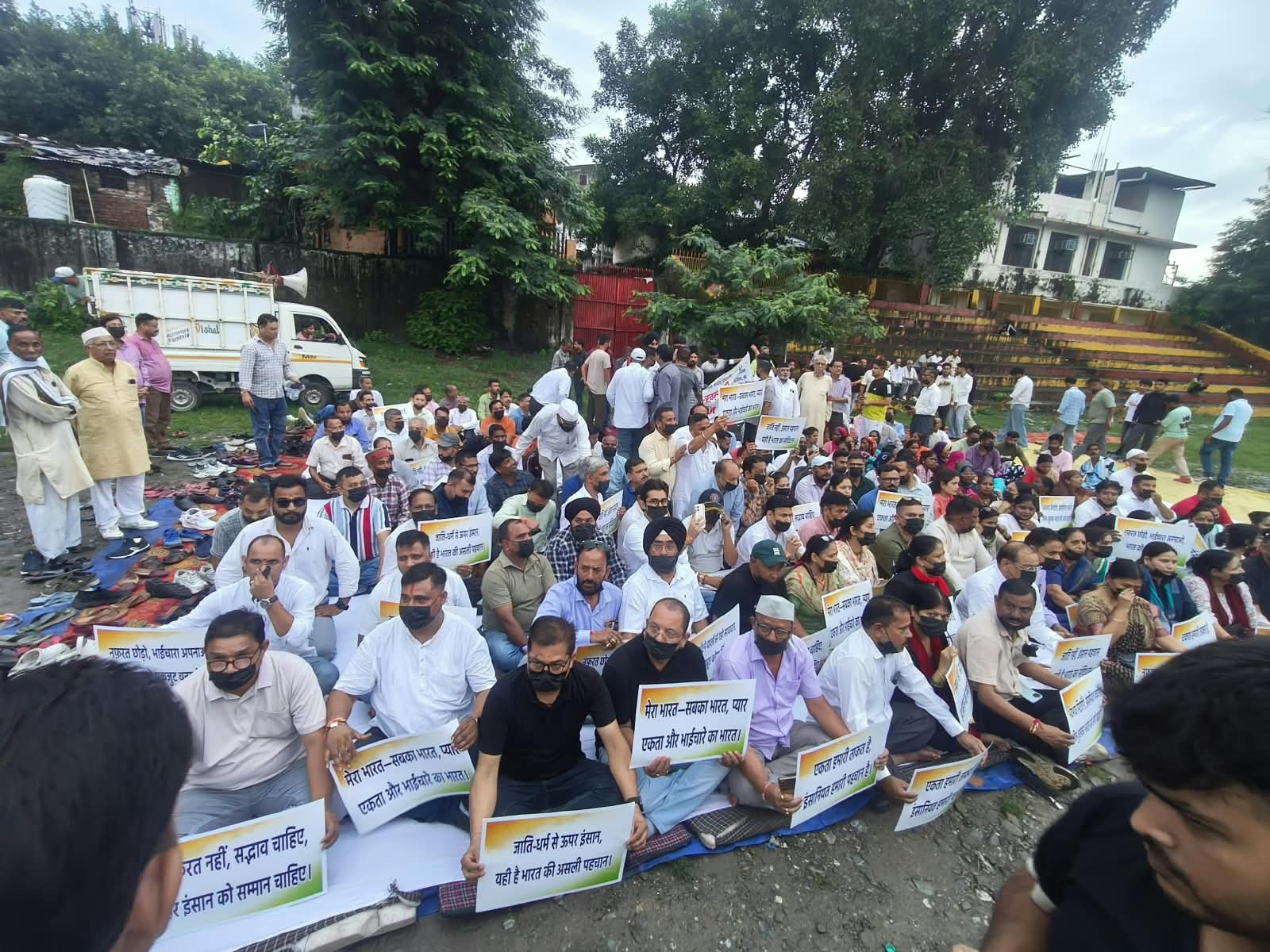 Congress holds silent protest in Haldwani (Photo/ANI) Congress holds silent protest in Haldwani (Photo/ANI)