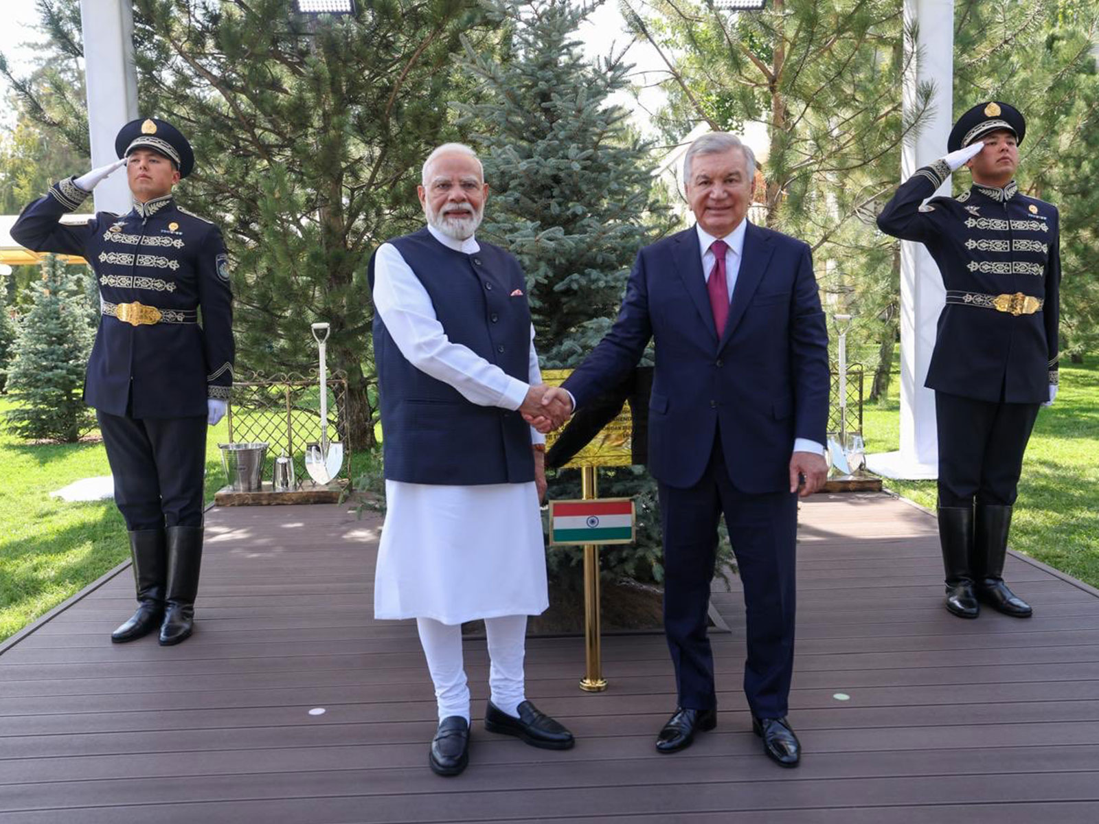 India-Uzbekistan green initiatives join hands as PM Modi, Uzbek President plant tree under ‘Ek Ped Maa Ke Naam’, ‘Yashil Makon’ (Photo/X@MEAIndia)