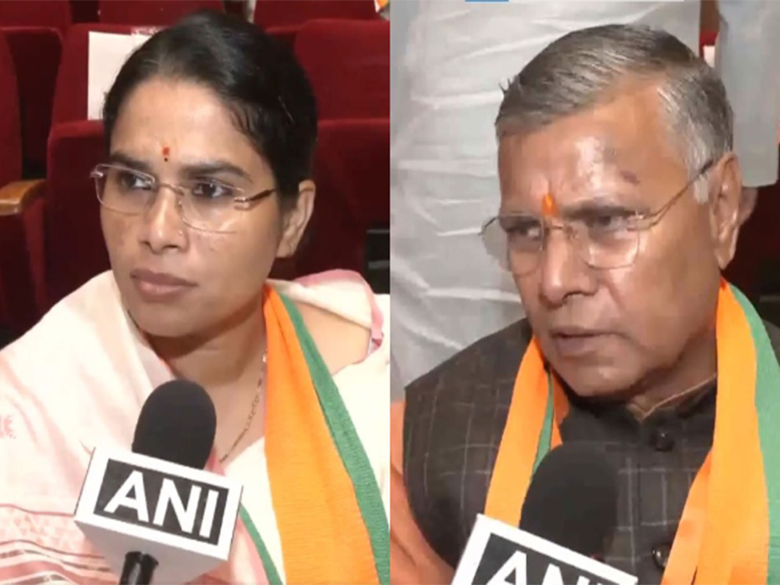 BJP leaders Pooja Pal (L) and Dharmveer Prajapati (R) (Photo/ANI) BJP leaders Pooja Pal (L) and Dharmveer Prajapati (R) (Photo/ANI)