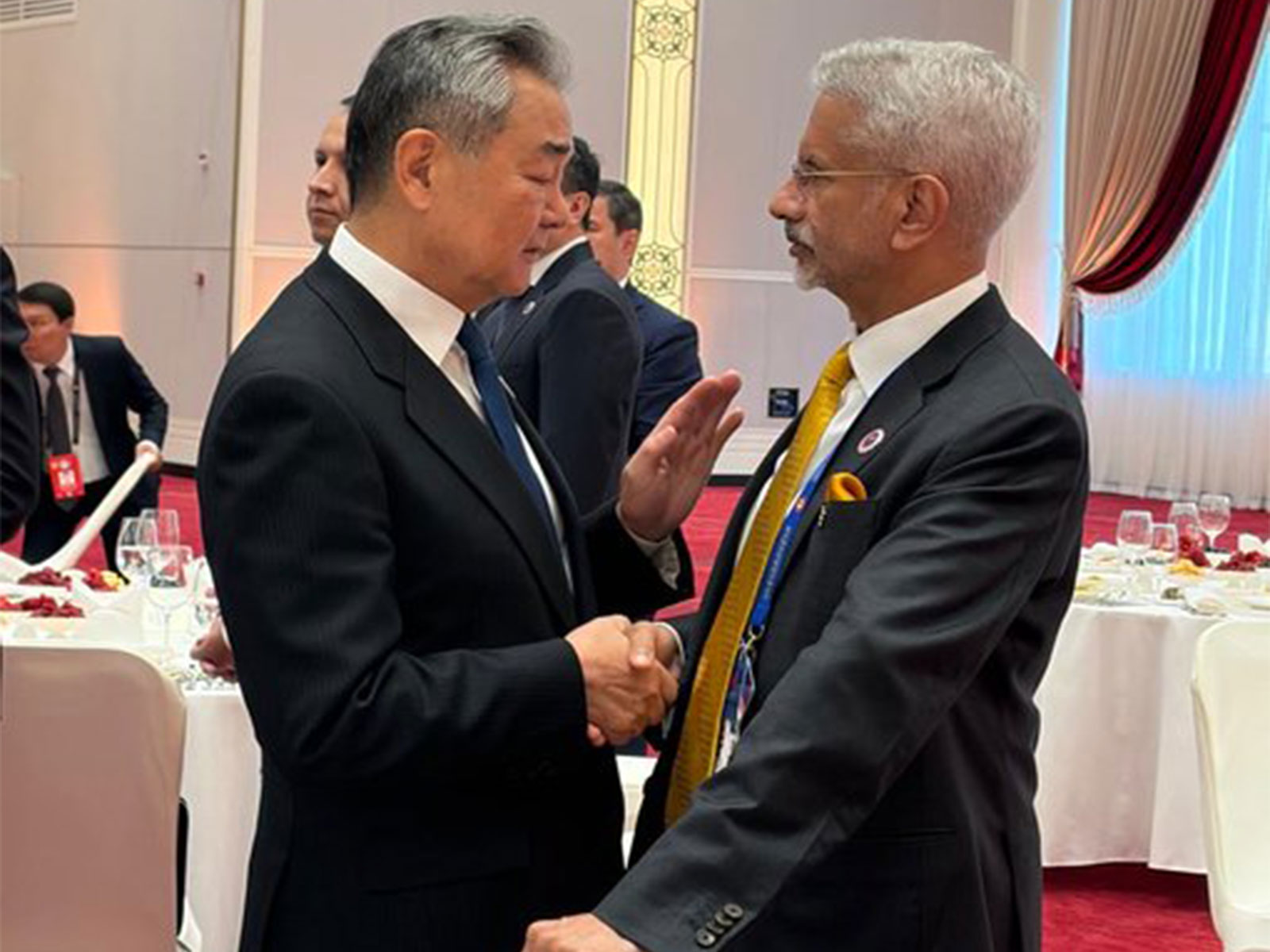 EAM S Jaishankar meets Chinese Foreign Minister Wang Yi on sidelines of SCO Summit in Bishkek, Kyrgyzstan. (Photo: X/@DrSJaishankar)
