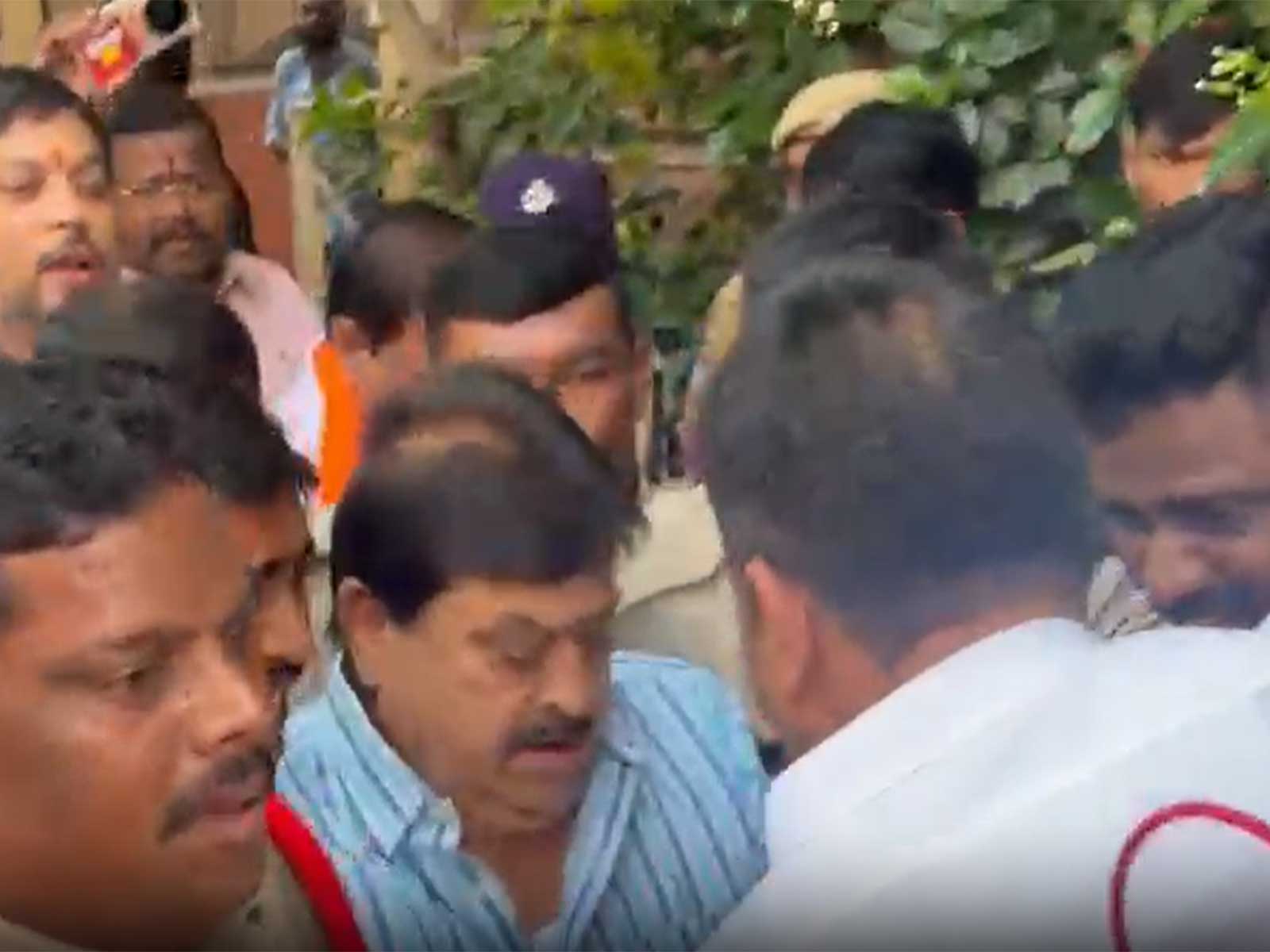 BJP Telangana President Ramachander Rao being detained (Photo/ANI)