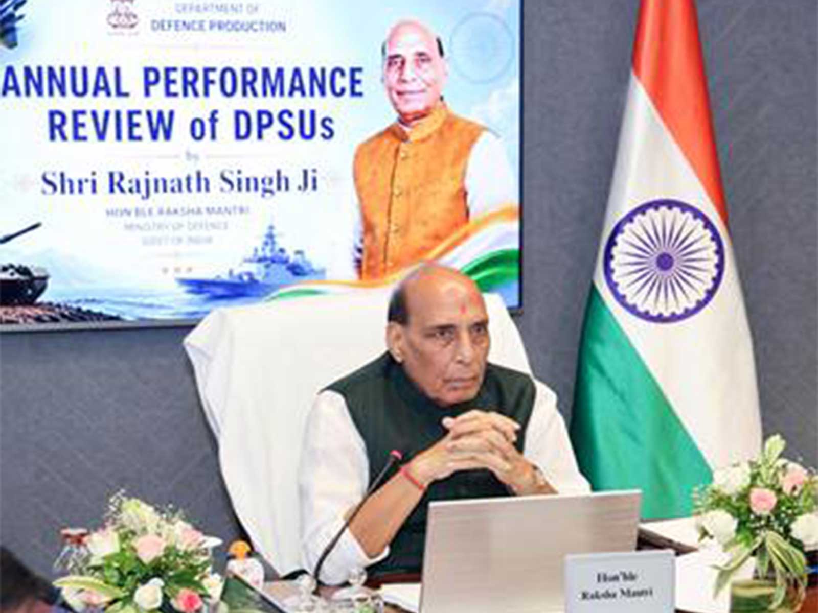 Defence Minister Rajnath Singh conducts annual performance review of 16 DPSUs (Photo/PIB) Defence Minister Rajnath Singh conducts annual performance review of 16 DPSUs (Photo/PIB)