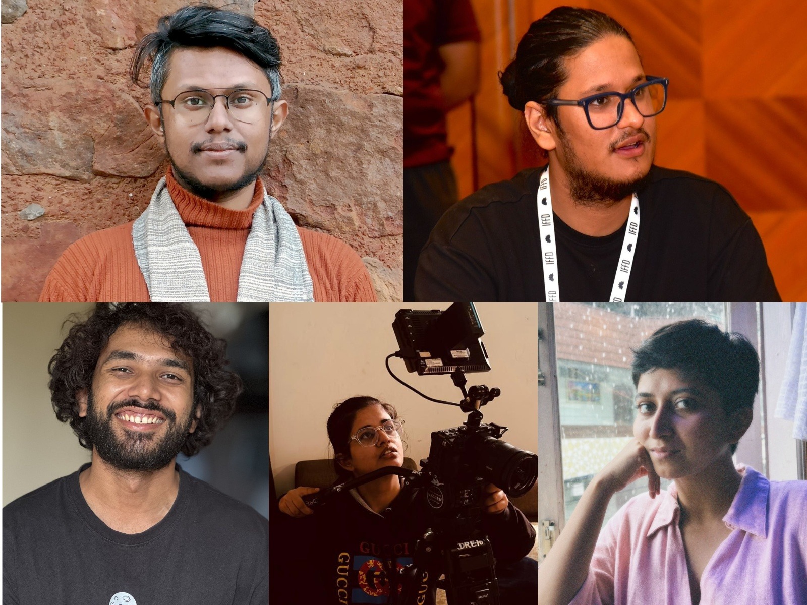 Filmmakers Koustabh Mukherjee, Utkarsh Chaturvedi, Sourav Yadav, Megha Krishnatrey and Garima Pura  (Photos/@koustabhk.bong, @utkarsh.mov, @sourav.dp, , @meghakrishnatrey, @ma_jyotanwaali)