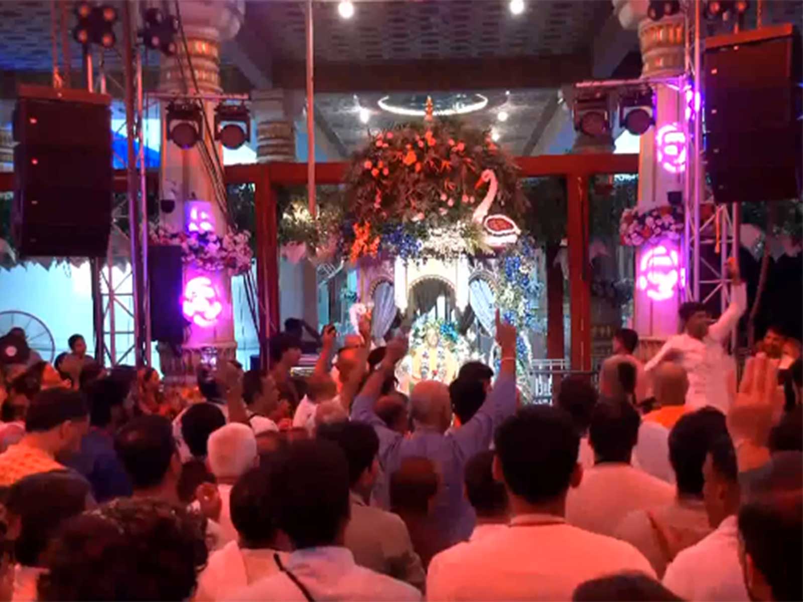 Devotees participate in the early morning aarti held at ISKCON Temple in Ahmedabad(Photo/ANI)