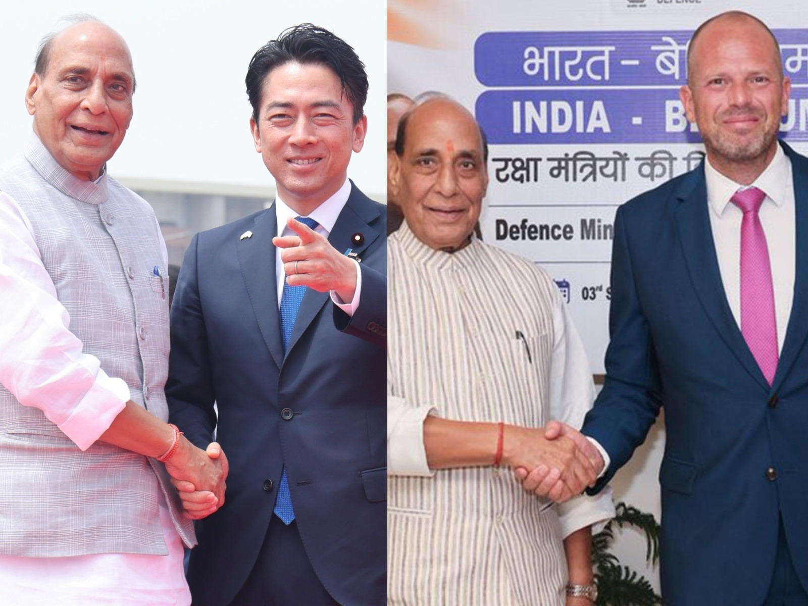 Defence Minister Rajnath Singh and his Japanese and Belgian counterparts Shinjiro Rokoiz and Theo Francken (Photos/X/@rajnathsingh) Defence Minister Rajnath Singh and his Japanese and Belgian counterparts Shinjiro Rokoiz and Theo Francken (Photos/X/@rajnathsingh)