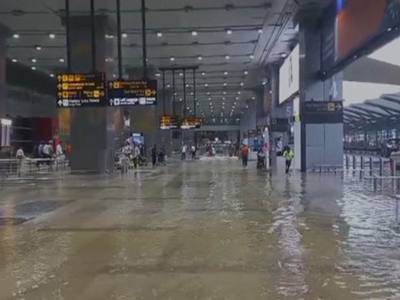 Waterlogging at the Delhi Airport following rainfall in Delhi. (Photo/ANI) Waterlogging at the Delhi Airport following rainfall in Delhi. (Photo/ANI)