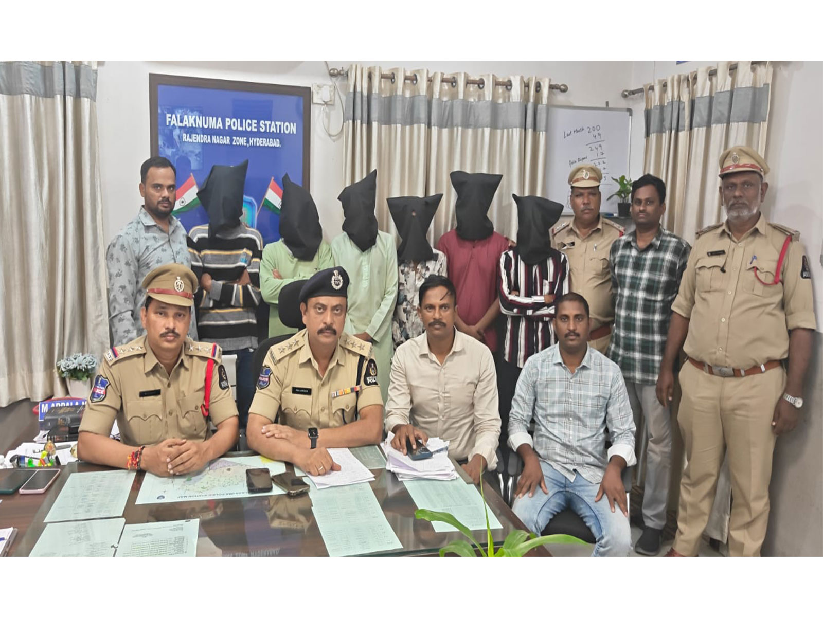 Falaknuma police with arrested persons (Photo/ANI) Falaknuma police with arrested persons (Photo/ANI)