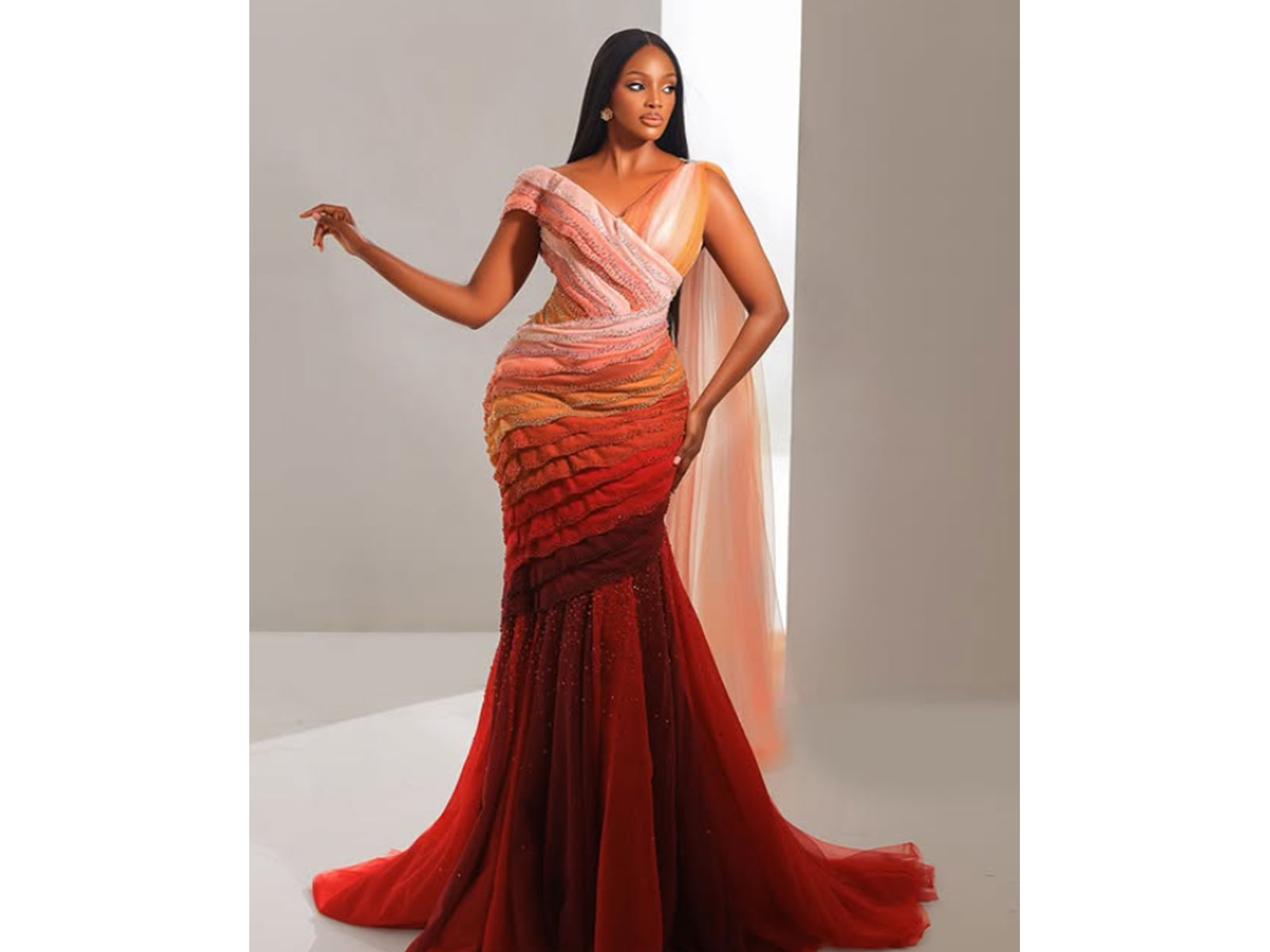 Miss World Uganda Elle Muhoza wears gown inspired by seven layers of a C-section