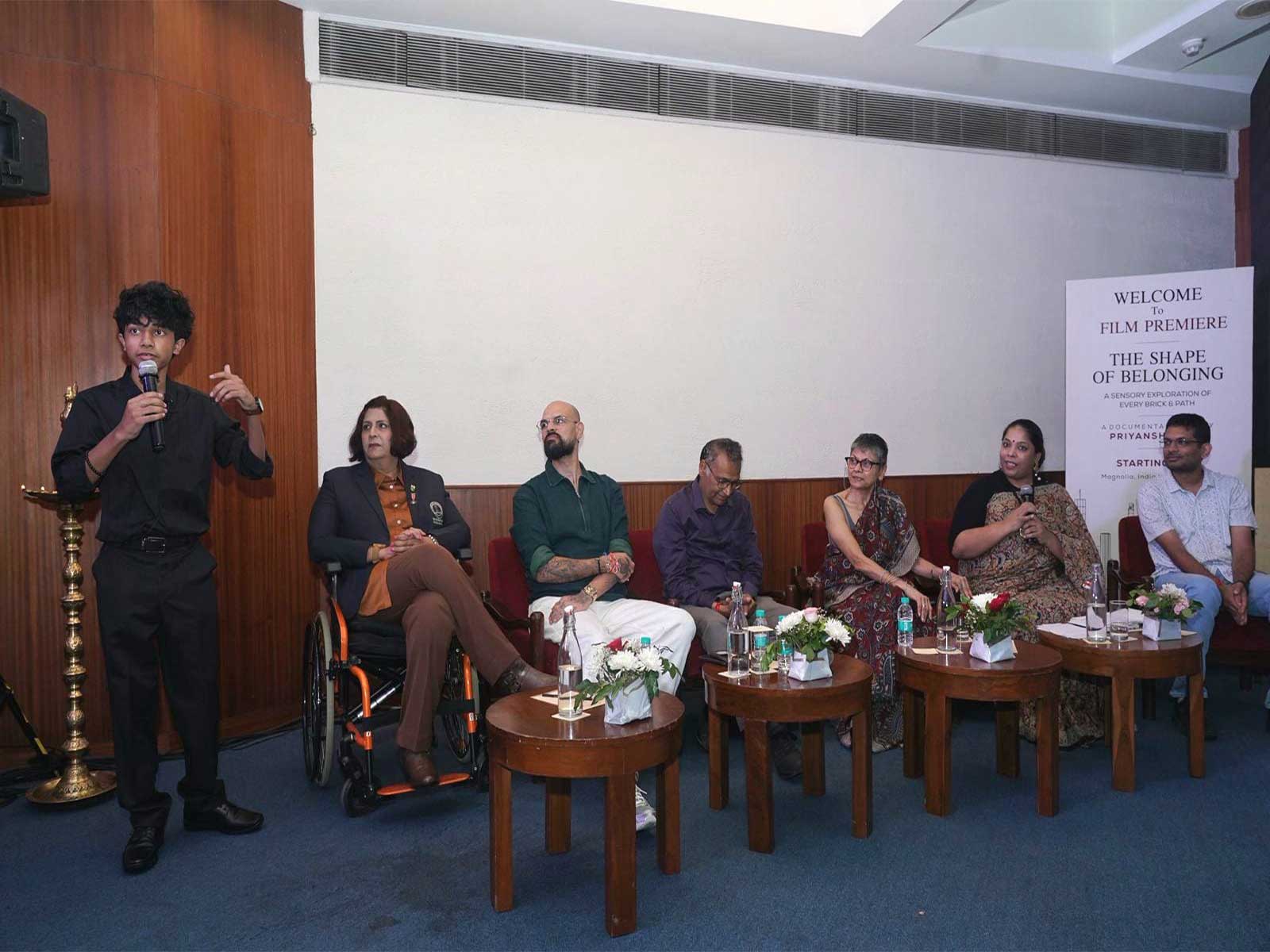 Priyansh Sinha addressing the crowd and panel Priyansh Sinha addressing the crowd and panel