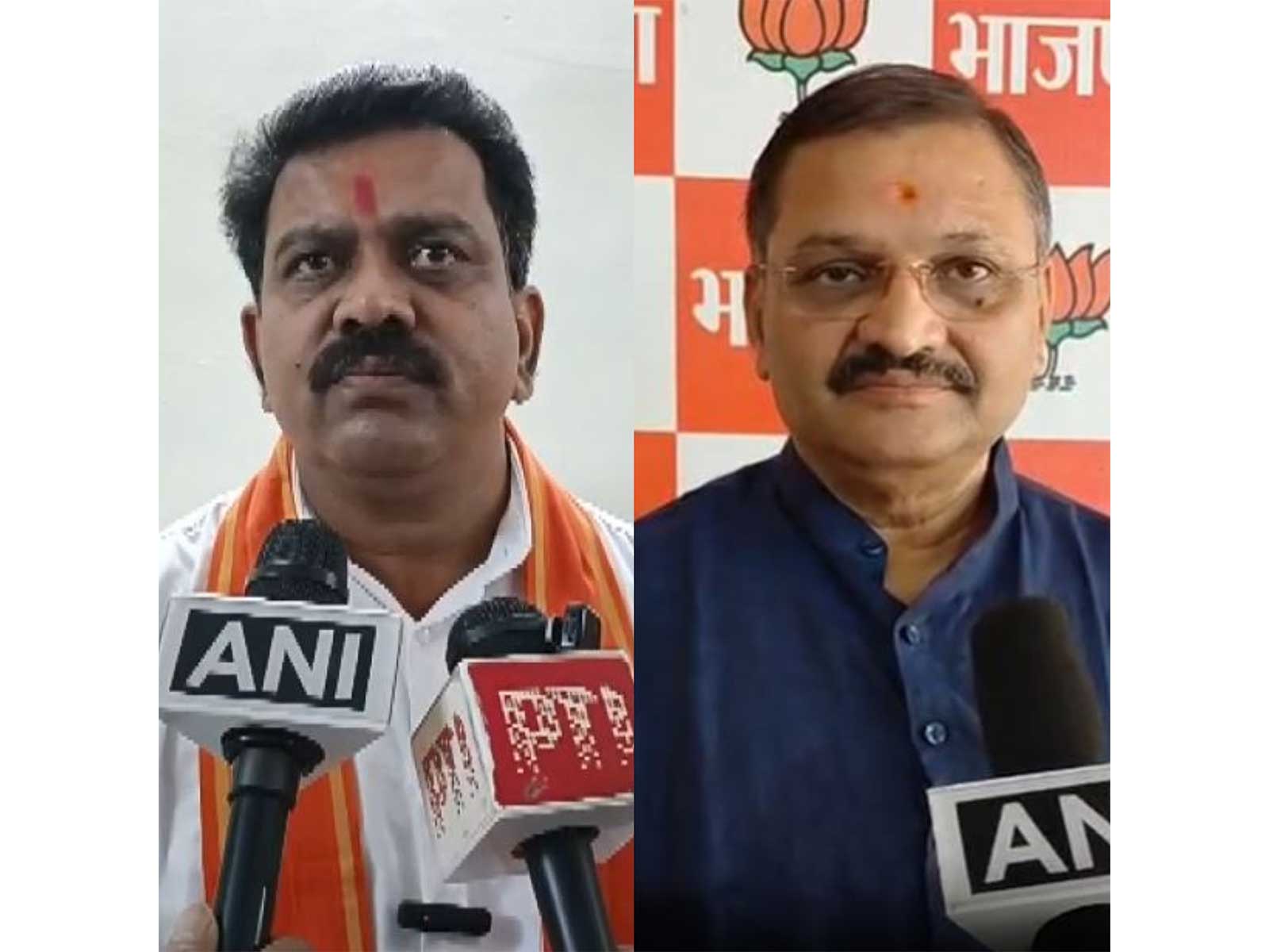 Deputy CM Vijay Sharma and BJP MP Santosh Pandey (Photo/ANI)