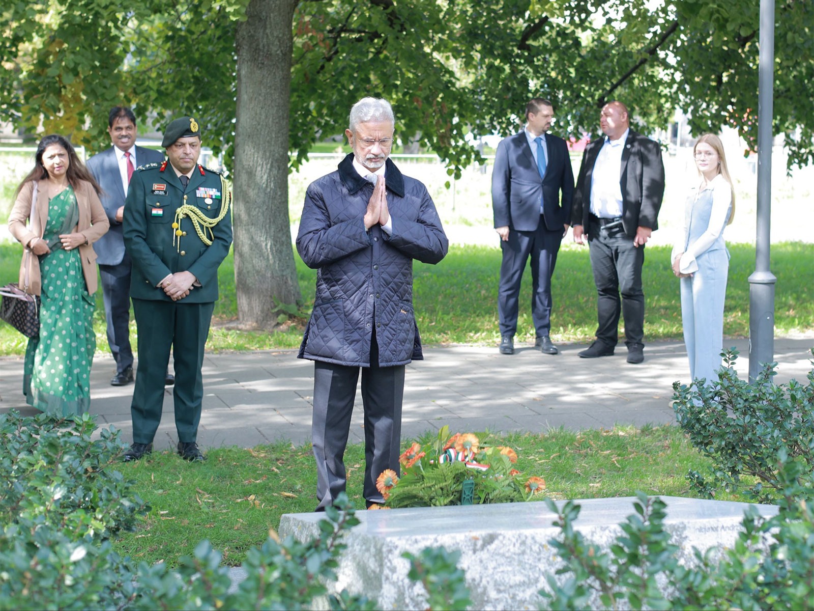 External Affairs Minister S Jaishankar pays tribute at the Kolhapur Memorial in Warsaw, Poland (Photo/X/@DrSJaishankar)