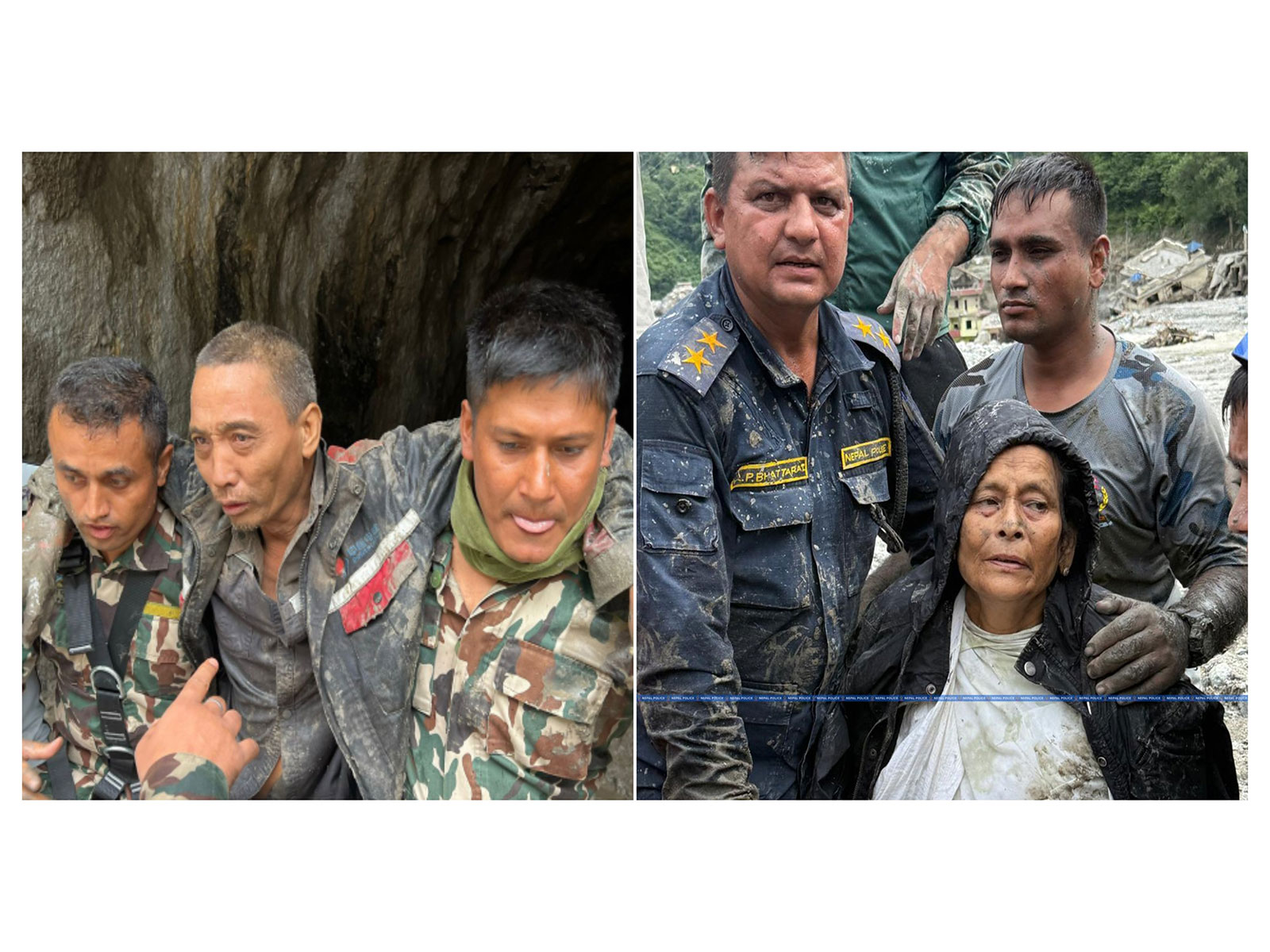 Two people a Chinese national and a  64-year-old Nepali woman rescued alive (Photo/(Photos/ X/NepaliArmyHQ, @NepalPoliceHQ)