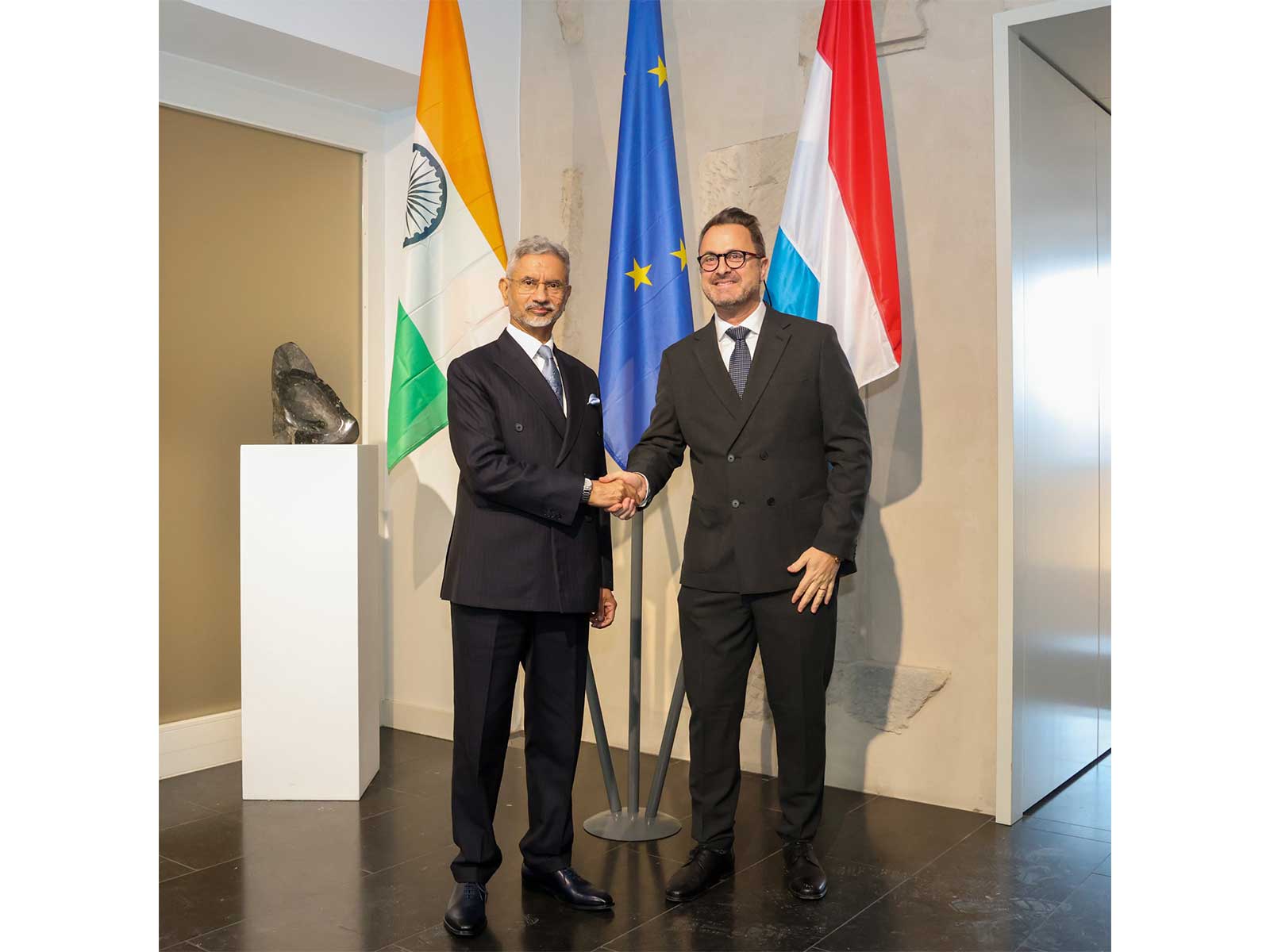 Luxembourg Deputy Prime Minister and Minister for Foreign Affairs and Foreign Trade Xavier Bettel with External Affairs Minister S Jaishankar (Photo/X@DrSJaishankar)