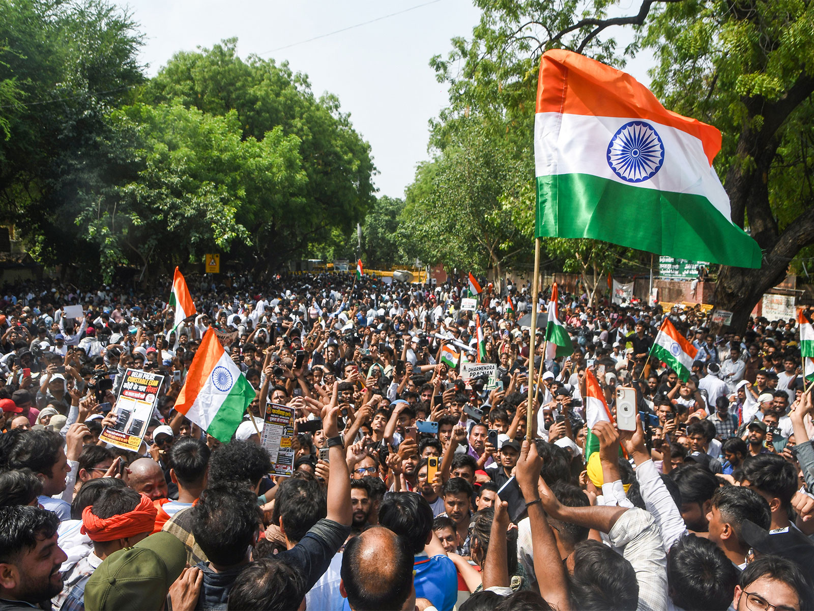 Visuals from Jantar Mantar protest over NEET (File Photo/ANI)
