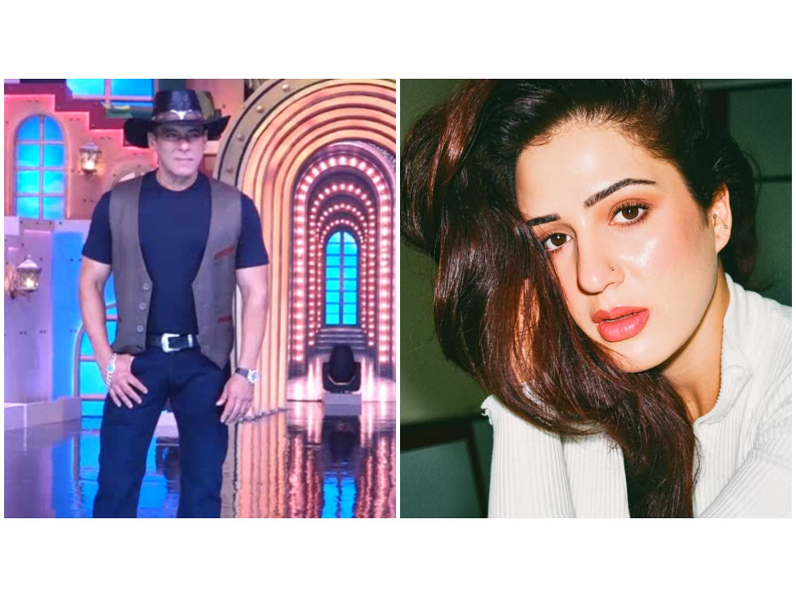 Salman Khan (L) Isha Rikhi (R) (Photos/ANI/instagram/@isharikhi)