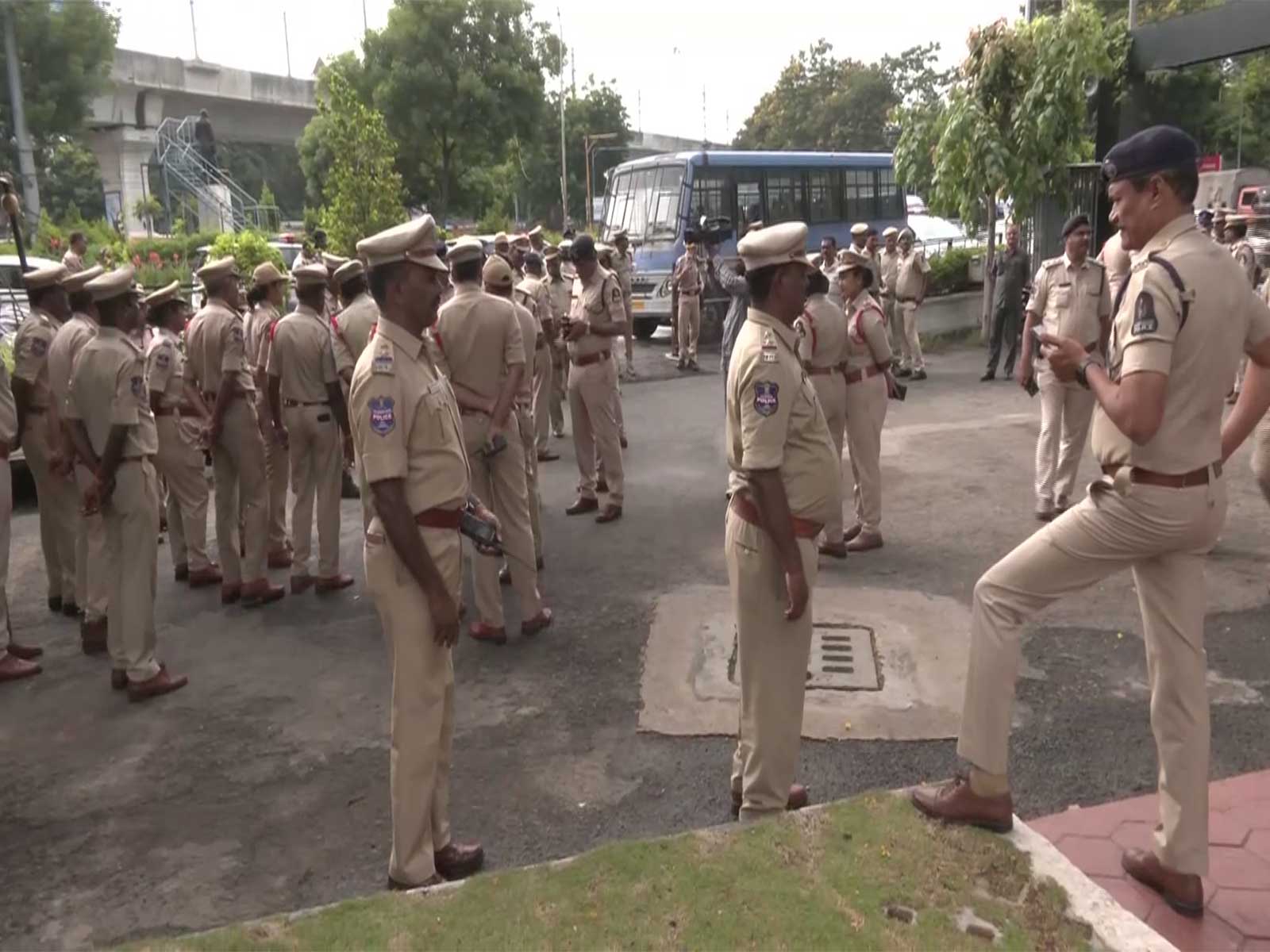 Visual from outside Telangana Assembly (Photo/ANI) Visual from outside Telangana Assembly (Photo/ANI)