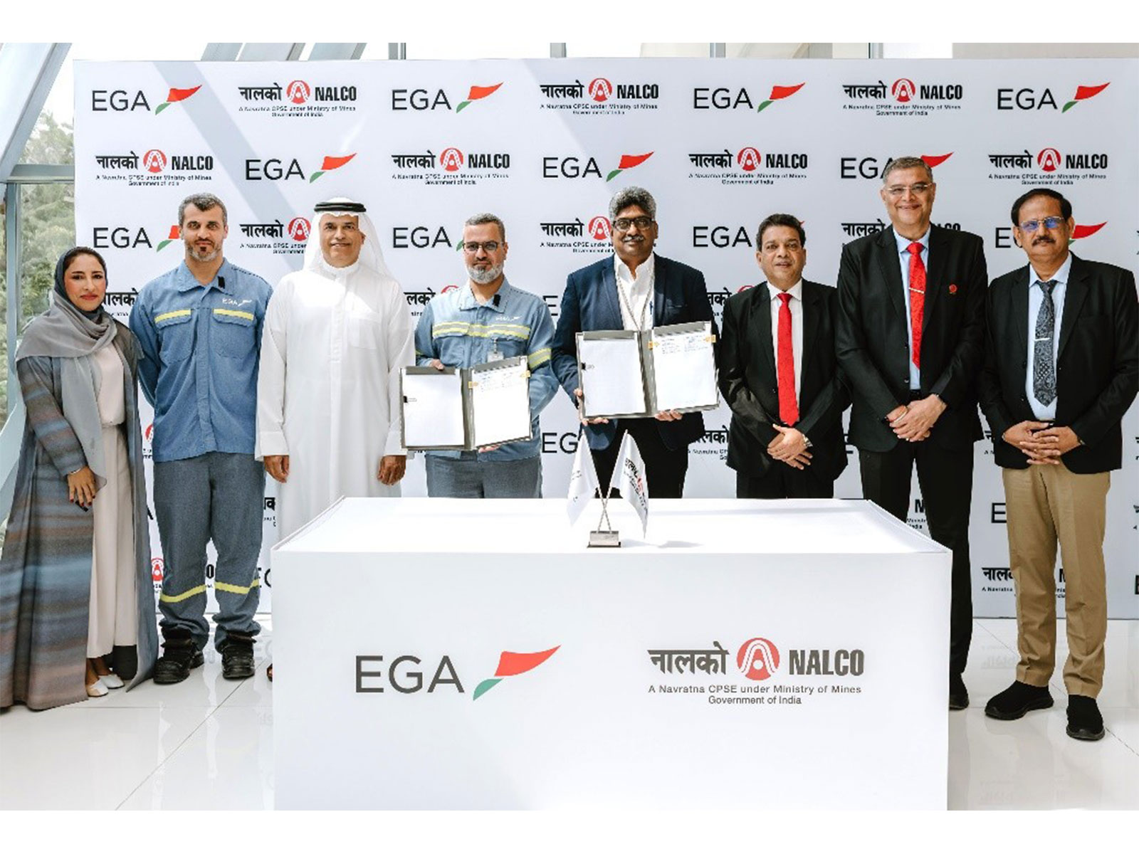 NALCO and Emirates Global Aluminium officials at the technology licensing agreement signing in Dubai (Photo/NALCO) NALCO and Emirates Global Aluminium officials at the technology licensing agreement signing in Dubai (Photo/NALCO)