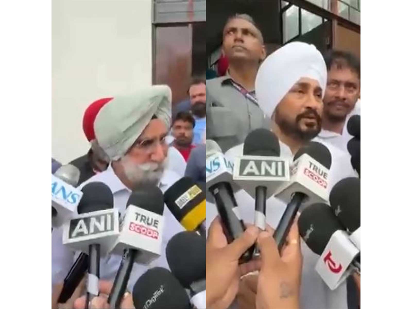 Congress MP Sukhjinder Singh Randhawa (Left) and Chairperson of the Punjab Congress Campaign Committee,  Charanjit Singh Channi (Photo/ANI)