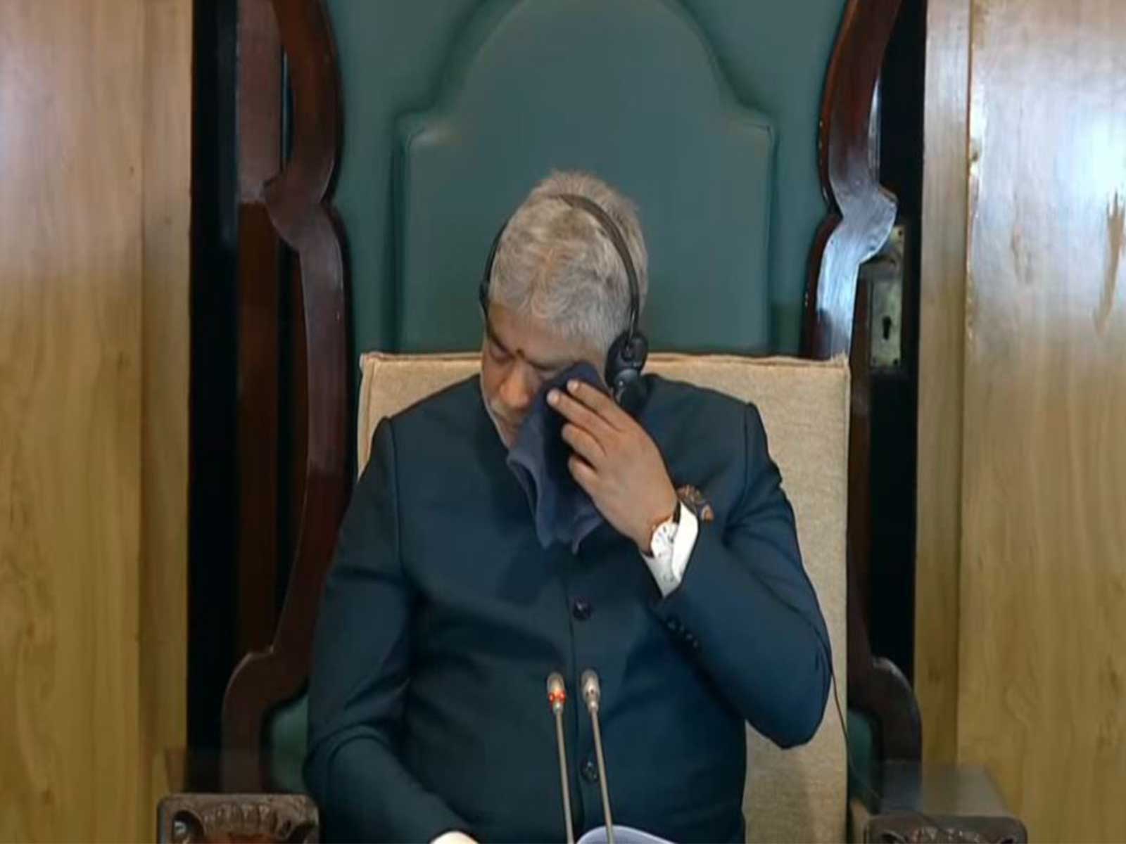 Telangana Assembly Speaker Gaddam Prasad Kumar breaks down In house (Photo: I&PR Telangana) Telangana Assembly Speaker Gaddam Prasad Kumar breaks down In house (Photo: I&PR Telangana)