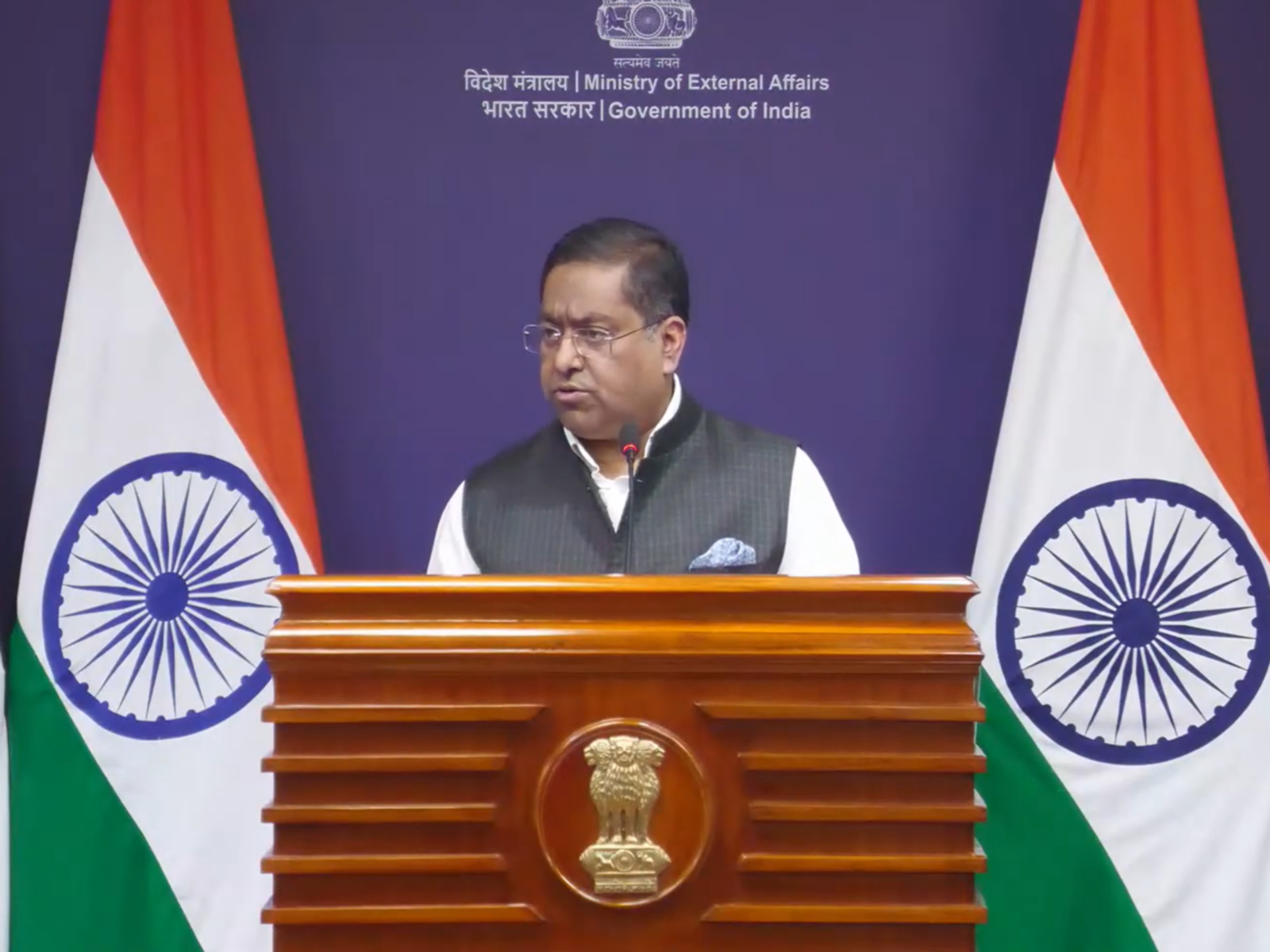 MEA spokesperson Randhir Jaiswal (Photo/YouTube/MEA) MEA spokesperson Randhir Jaiswal (Photo/YouTube/MEA)