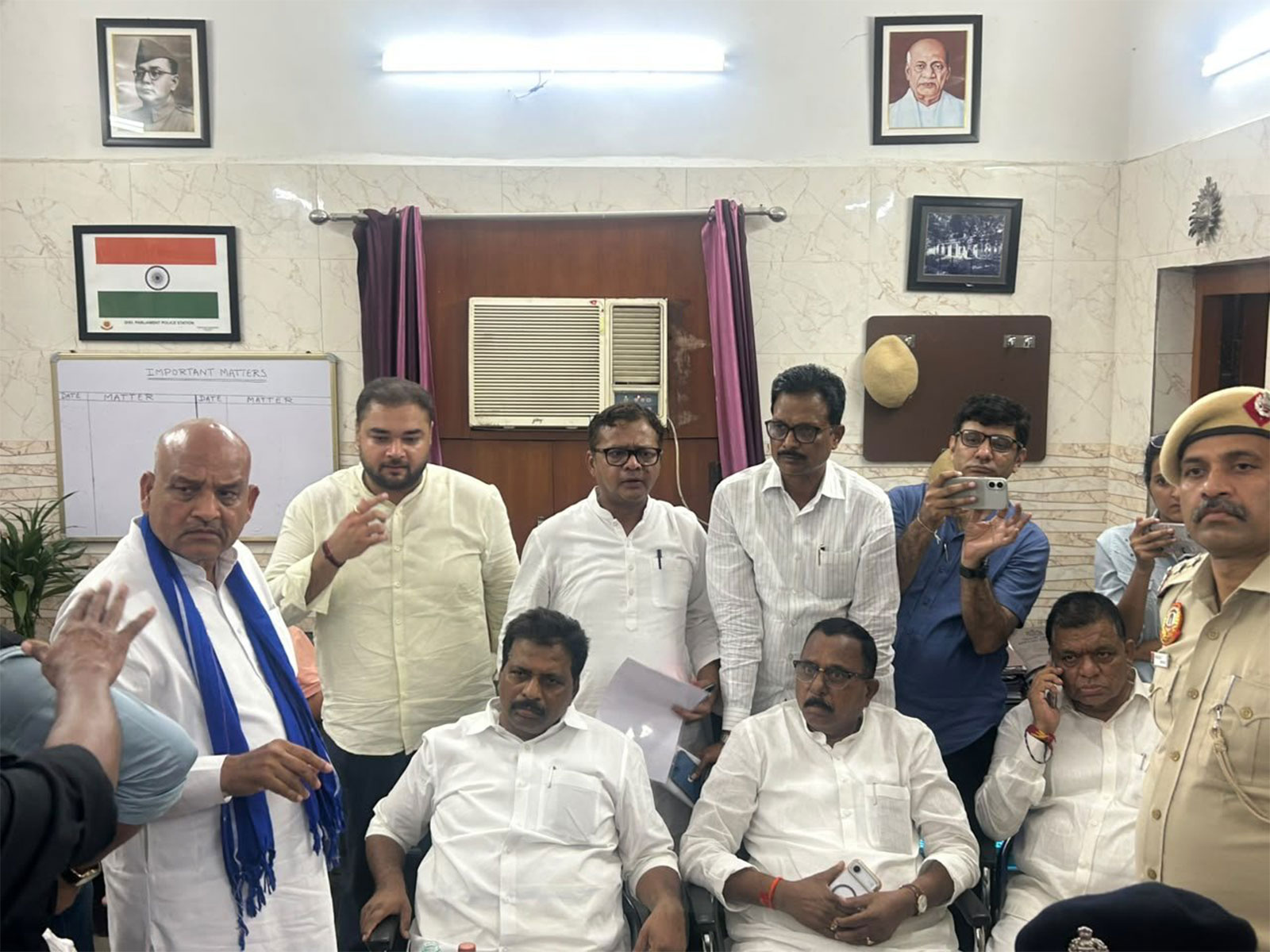 Several Congress MPs, including Mallu Ravi, Vamsi Gaddam and other leaders, reached Parliament Street Police Station to demand the registration of an FIR in the Haldwani ‘purification’ row. (Photo: Congress leader) Several Congress MPs, including Mallu Ravi, Vamsi Gaddam and other leaders, reached Parliament Street Police Station to demand the registration of an FIR in the Haldwani ‘purification’ row. (Photo: Congress leader)