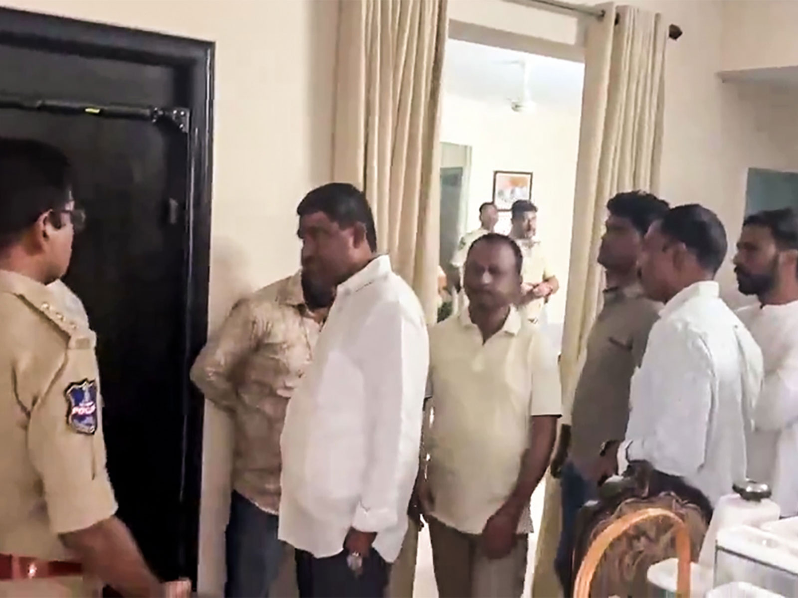 Saifabad Police at the residence of BRS MLC Tata Madhu (Photo/ANI)