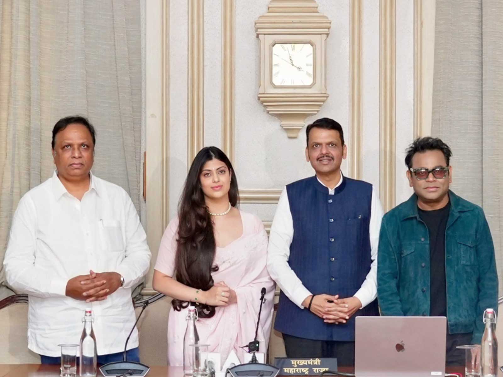 Maharashtra Minister Ashish Shelar, Zanai Bhosle, Maharashtra CM Devendra Fadnavis , AR Rahman (Photo/ X/ @CMOMaharashtra)