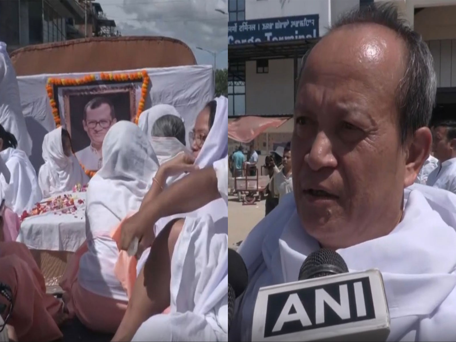 Mortal remains of Chongtham Vikram Singh, Singh’s brother Chongtham Vivek (Photo/ANI) Mortal remains of Chongtham Vikram Singh, Singh’s brother Chongtham Vivek (Photo/ANI)