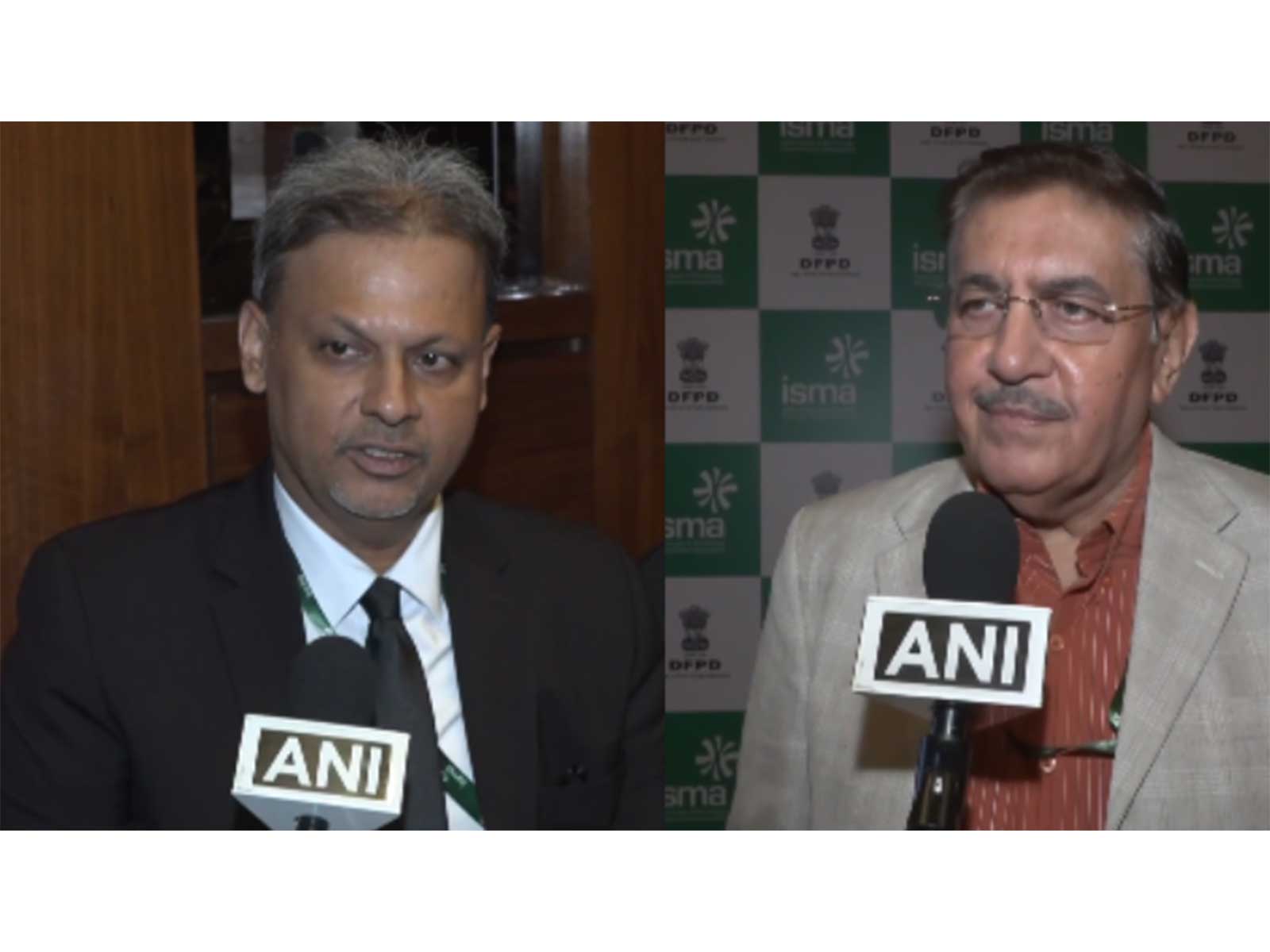 ISMA President Niraj Shirgaokar and Prakash Naiknavare, Managing Director of the National Federation of Cooperative Sugar Factories Ltd (Photo/ANI)