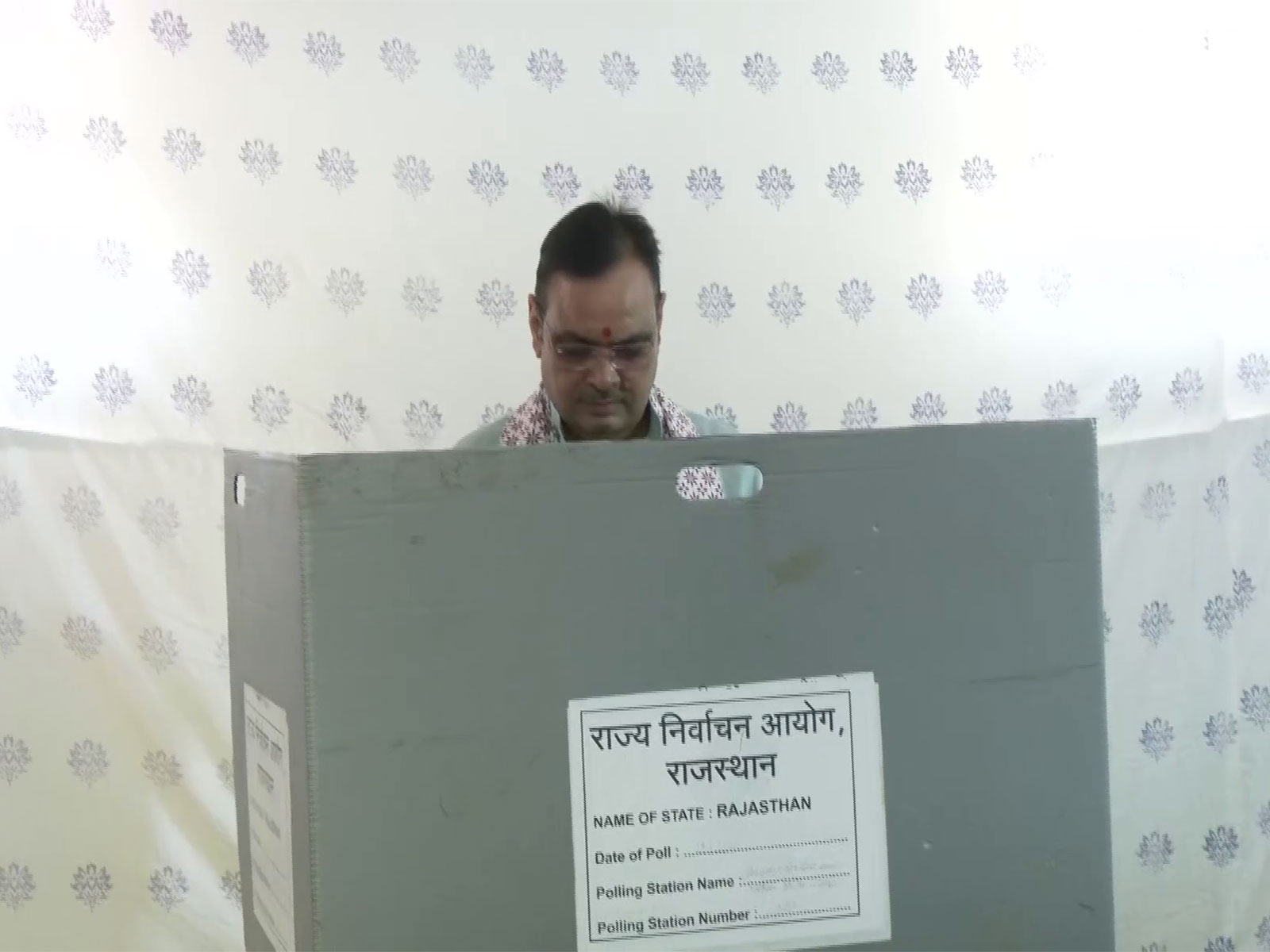 Rajasthan CM Bhajan Lal Sharma casts vote in Jagatpura (Photo/ANI)