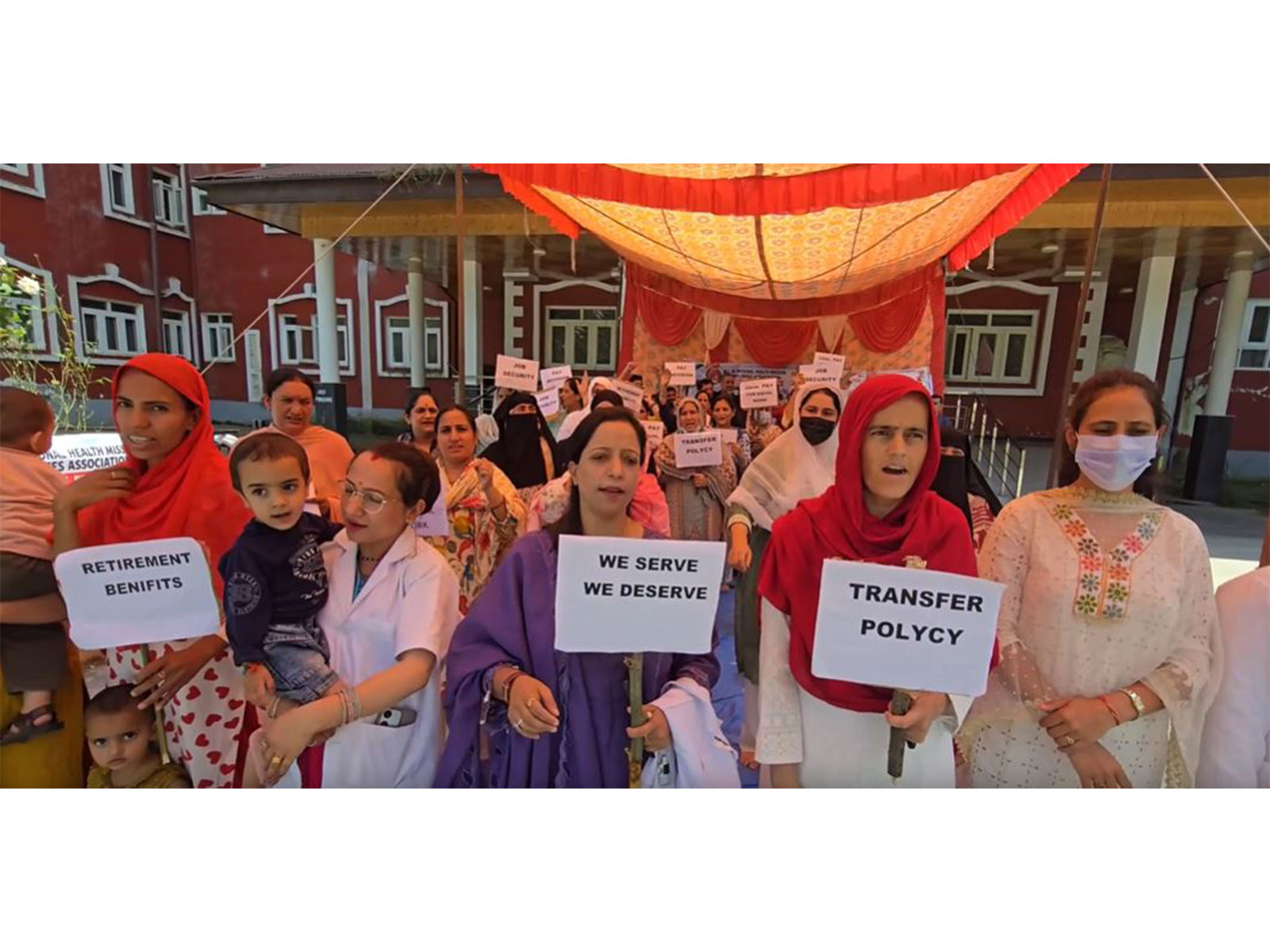 NHM employees launched a fresh 72-hour pen-down strike in Doda (Photo/ANI)