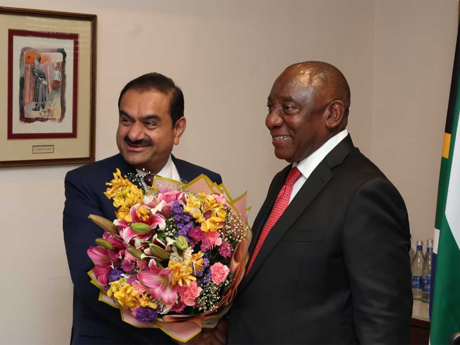 South African President Cyril Ramaphosa with Chairman of the Adani Group, Gautam Adani (Photo/@PresidencyZA)