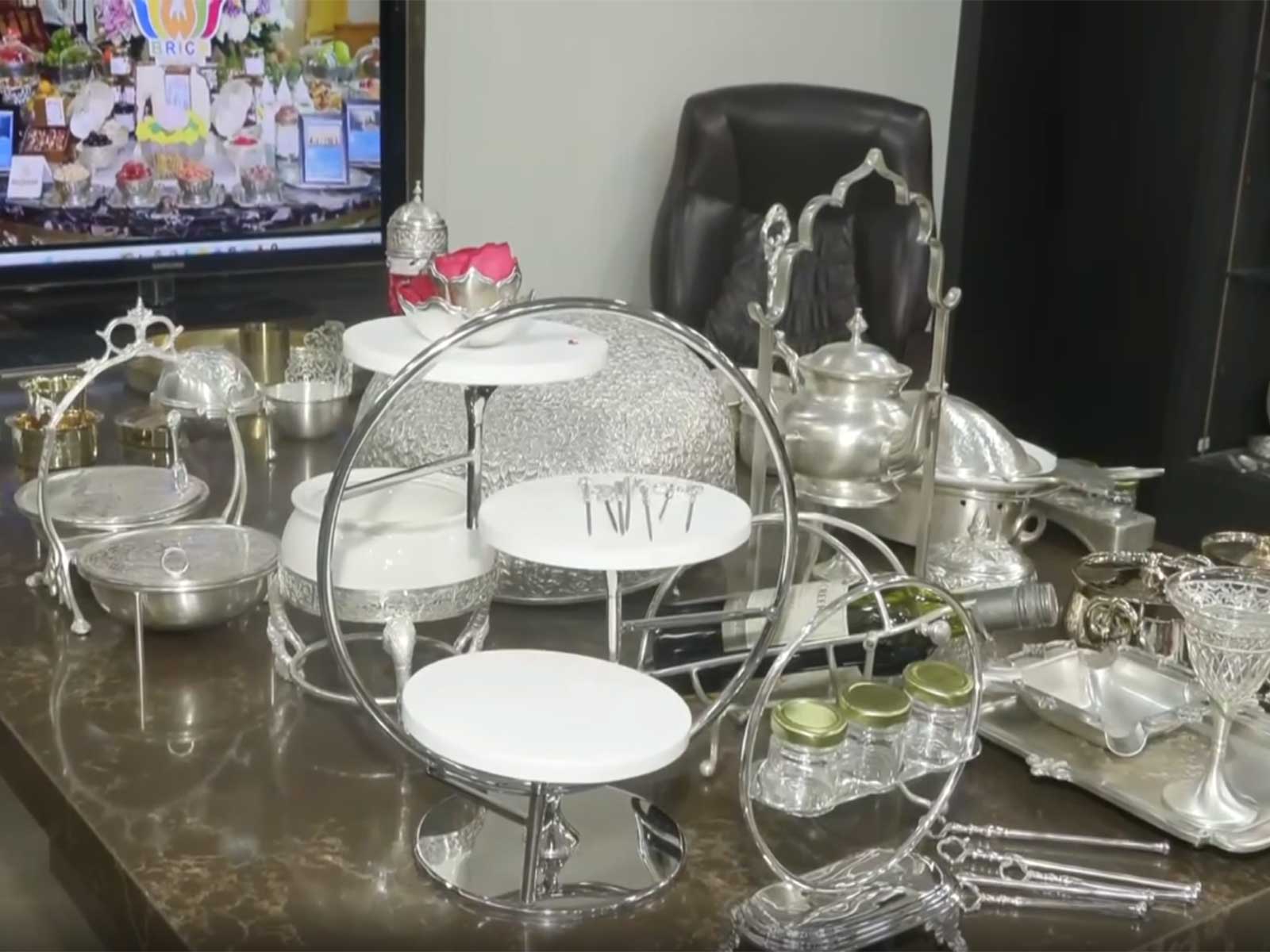 Silver plated tableware at BRICS (Photo/ANI)