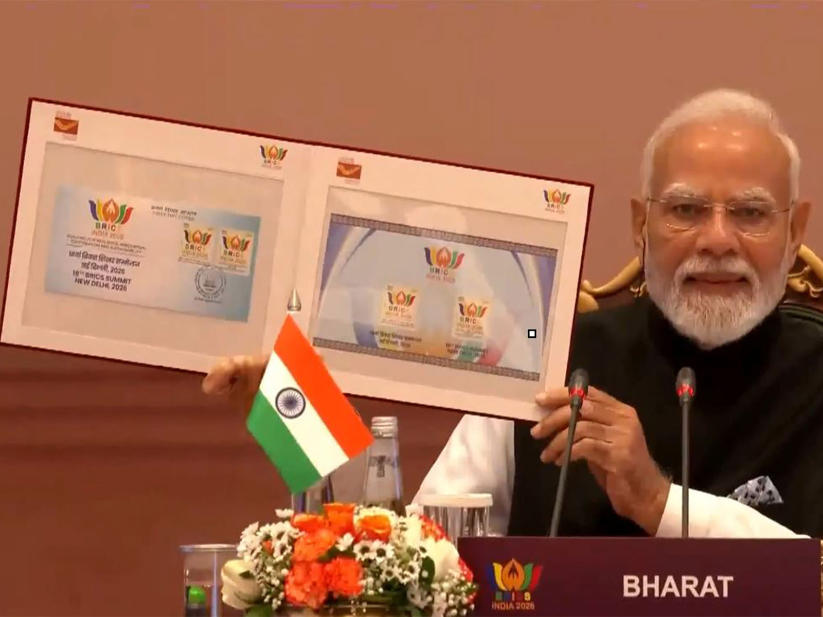 PM Modi launches two stamps marking 20 years of BRICS (Photo: DD)