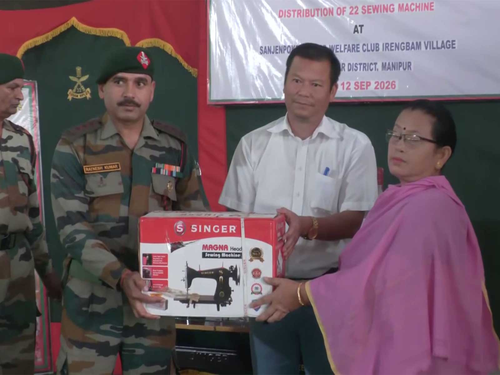 Assam Rifles distributes sewing machines to women in Manipur (Photo/ANI)