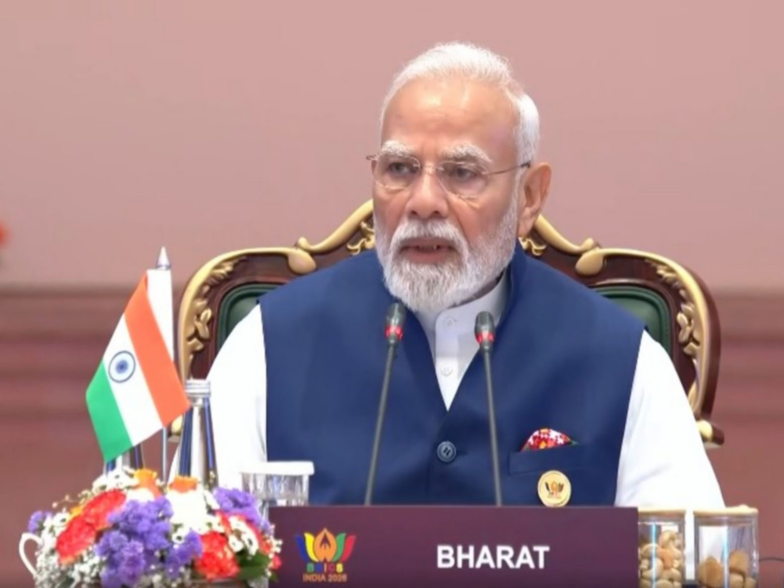Prime Minister Narendra Modi attending open session on 2nd day of BRICS Summit (Photo/ANI/DD) Prime Minister Narendra Modi attending open session on 2nd day of BRICS Summit (Photo/ANI/DD)