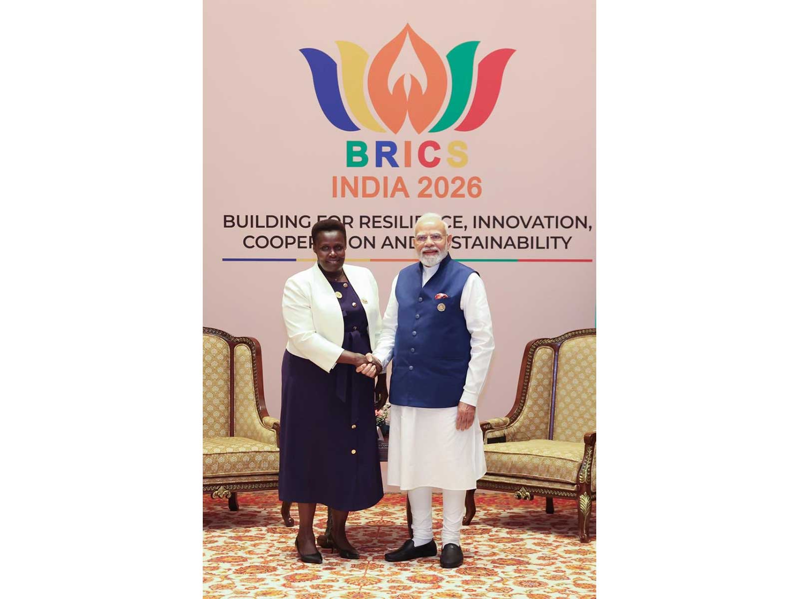 Prime Minister Narendra Modi with Vice President of Uganda Jessica Rose Epel Alupo (Photo/X@MEAIndia) Prime Minister Narendra Modi with Vice President of Uganda Jessica Rose Epel Alupo (Photo/X@MEAIndia)