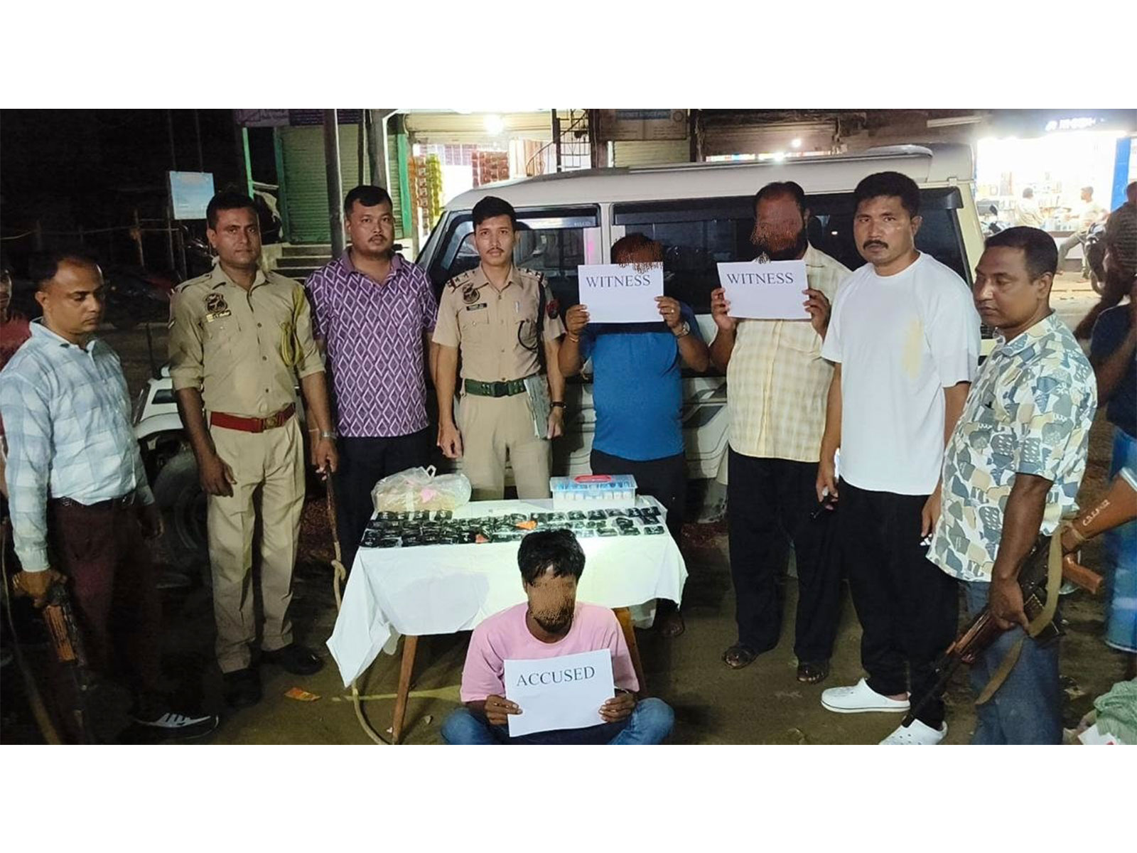 Cachar police with seized drugs (Photo/X/@cacharpolice)