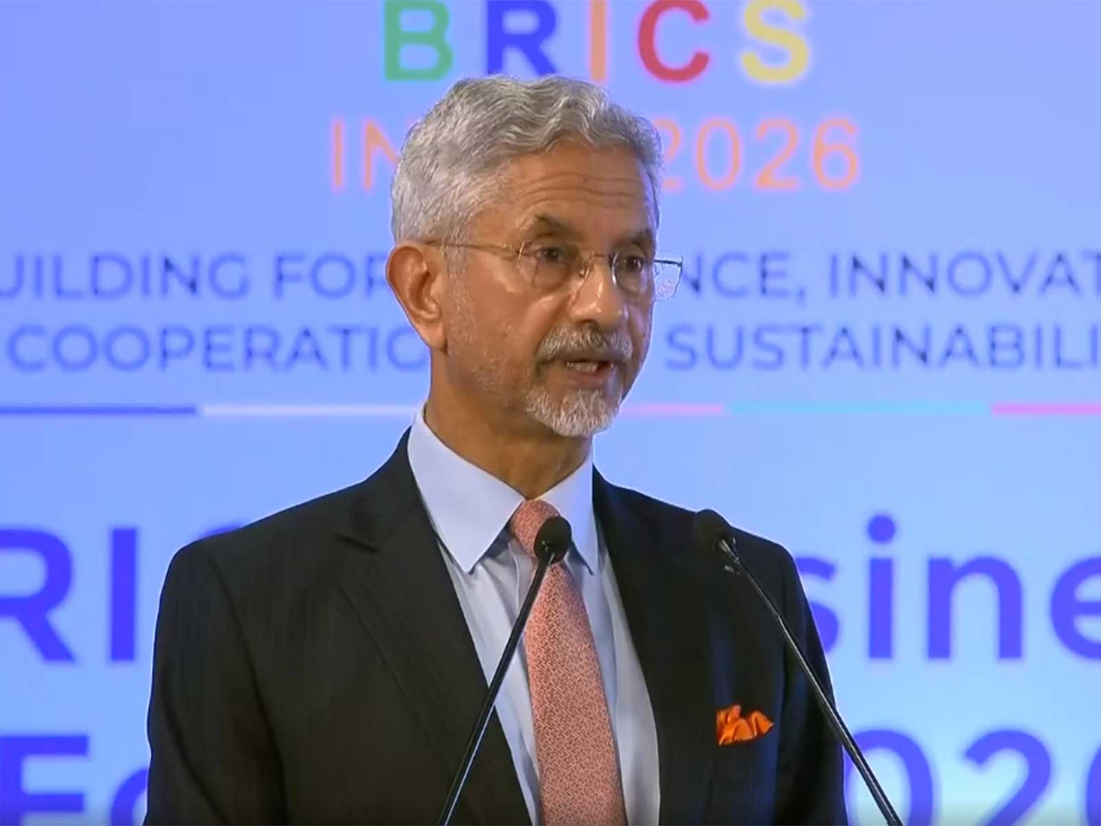 External Affairs Minister S Jaishankar addressing the BRICS Business Forum (Photo/ANI/DD) External Affairs Minister S Jaishankar addressing the BRICS Business Forum (Photo/ANI/DD)