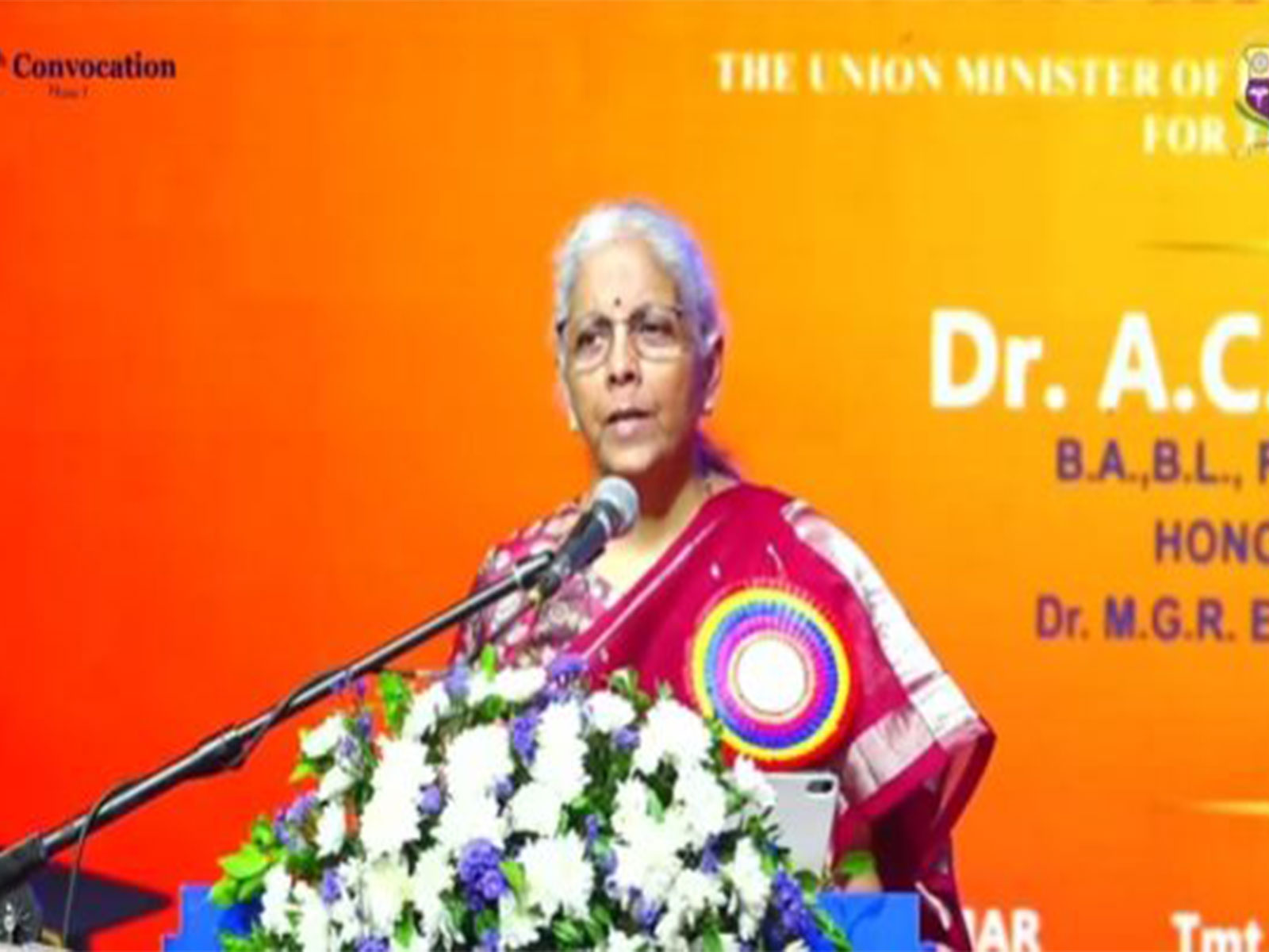 Union Minister of Finance Nirmala Sitharaman at at the Convocation Ceremony of Dr. M.G.R. Educational & Research Institute in Chennai, Tamil Nadu (Photo/X@nsitharamanoffc) Union Minister of Finance Nirmala Sitharaman at at the Convocation Ceremony of Dr. M.G.R. Educational & Research Institute in Chennai, Tamil Nadu (Photo/X@nsitharamanoffc)