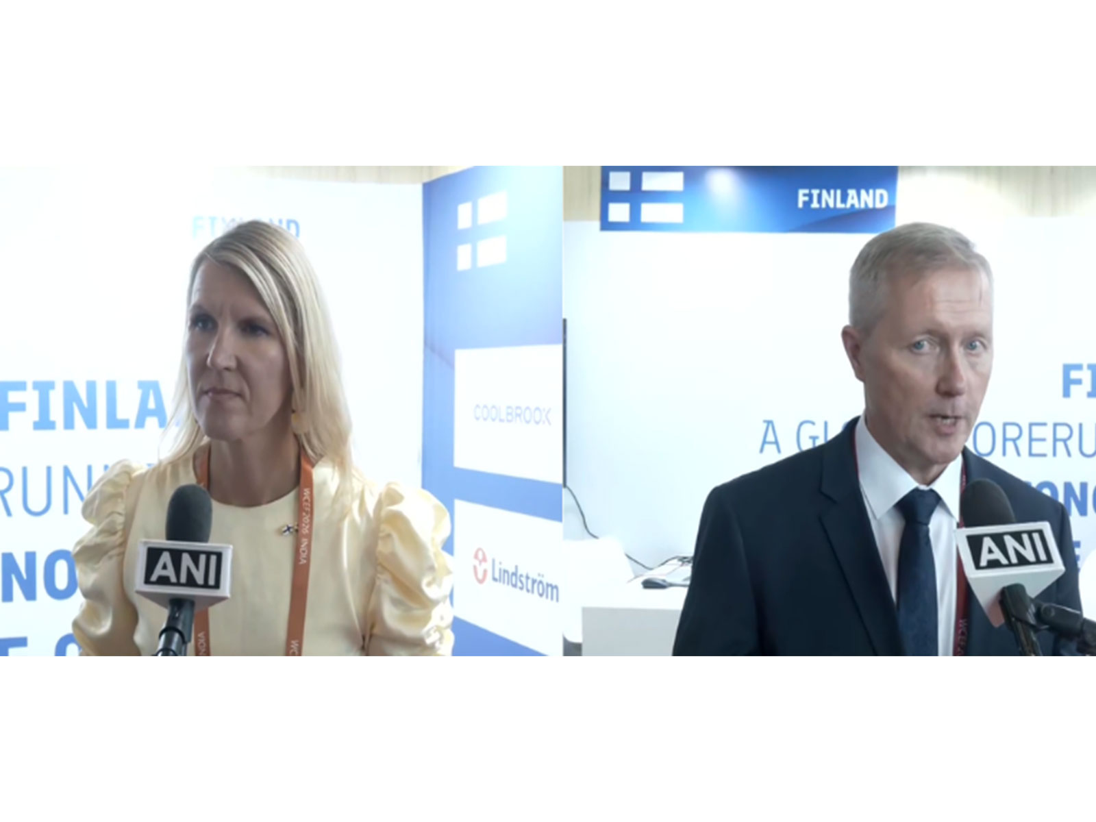 Sari Multala, Minister of the Environment and Climate Change of Finland; Mika Sulkinoja, World Circular Economy Forum Coordinator (Photo/ANI) Sari Multala, Minister of the Environment and Climate Change of Finland; Mika Sulkinoja, World Circular Economy Forum Coordinator (Photo/ANI)