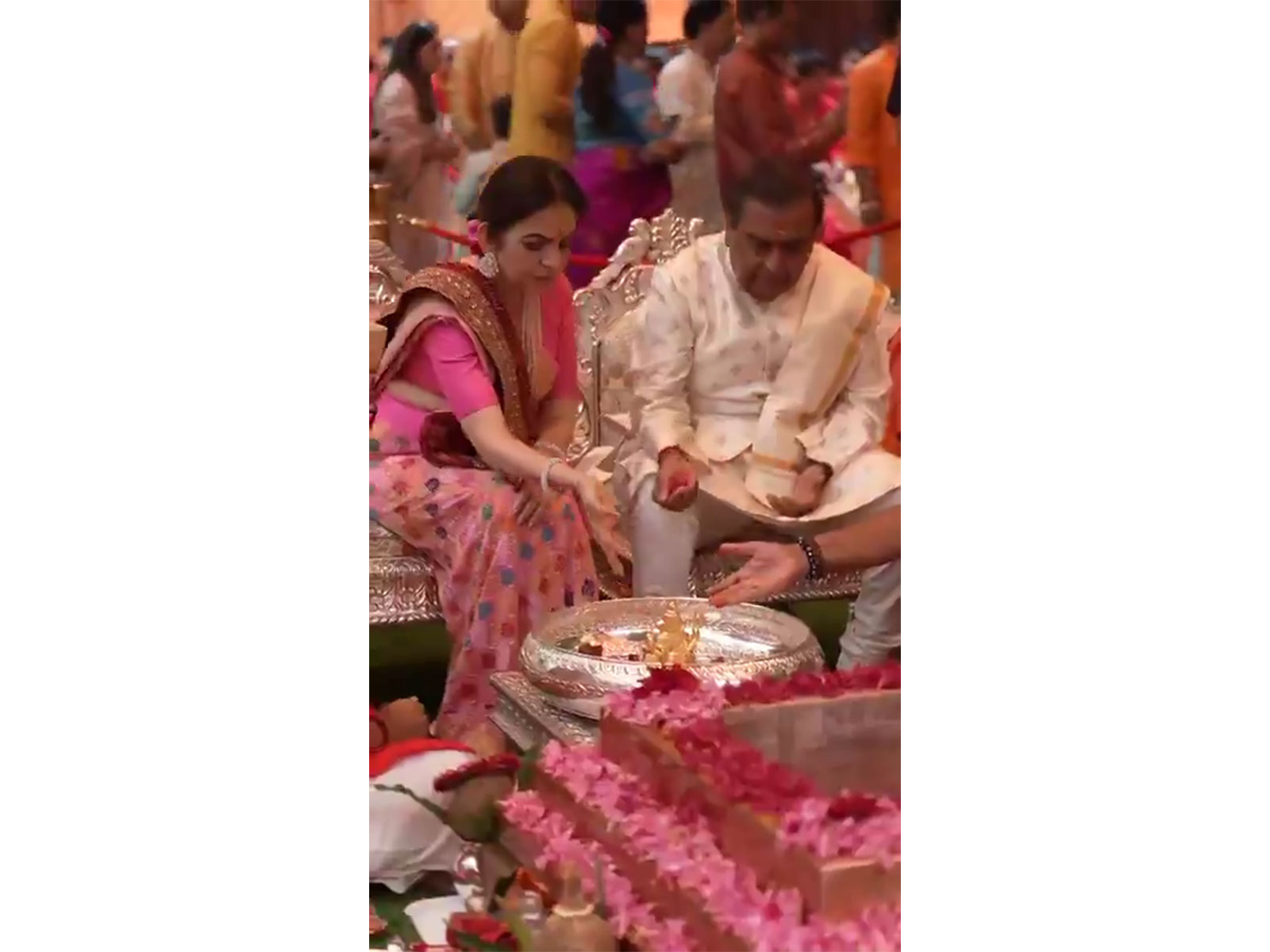 Nita and Mukesh Ambani at their residence in Mumbai (Photo/ANI) 