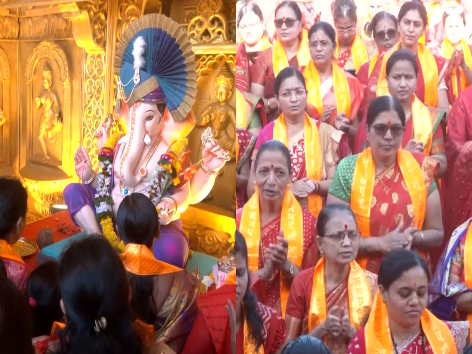  Thousands of women gathered early Tuesday outside the Shrimant Dagdusheth Halwai Sarvajanik Ganapati (Photos/ANI)