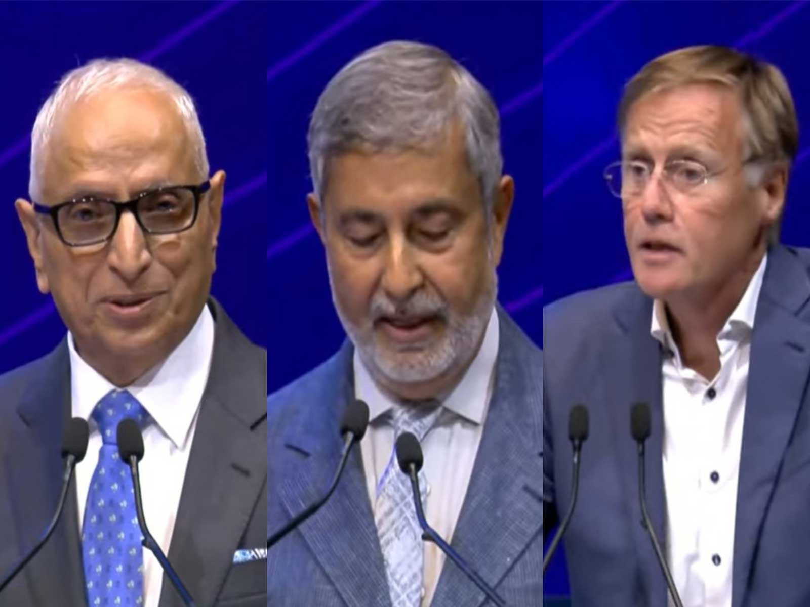 Ajit Manocha-President& CEO SEMI, Sanjay Mehrotra CEO Micron, Jochen Hanebeck-CEO Infineon Technologies (Photo/ANI)