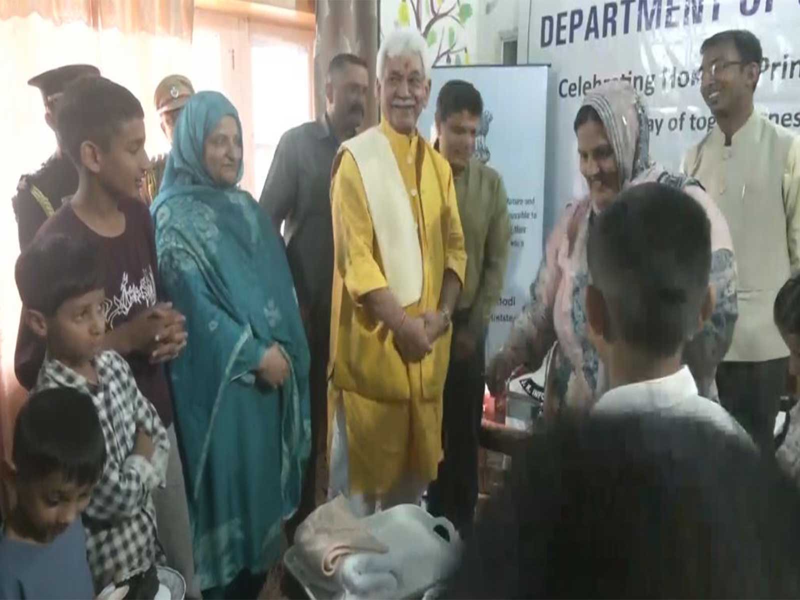 JK Lieutenant GovernorManoj Sinha Visits Palaash And Pareesh Child Care Home (Photo/ANI)
