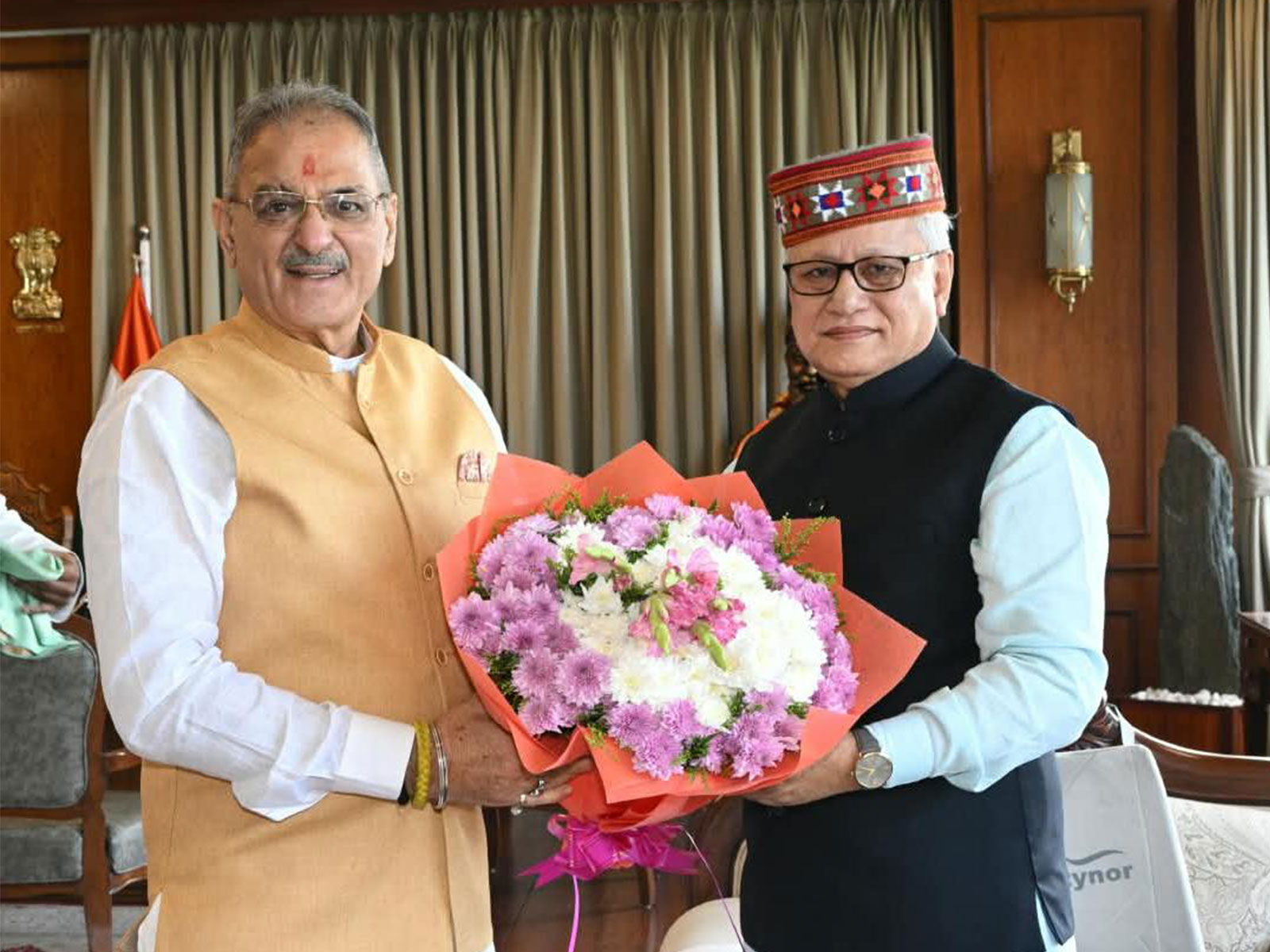 Governor of Himachal Pradesh Kavinder Gupta called on Maharashtra Governor Jishnu Dev Varma at Lok Bhavan, Mumbai (Photo/ANI)