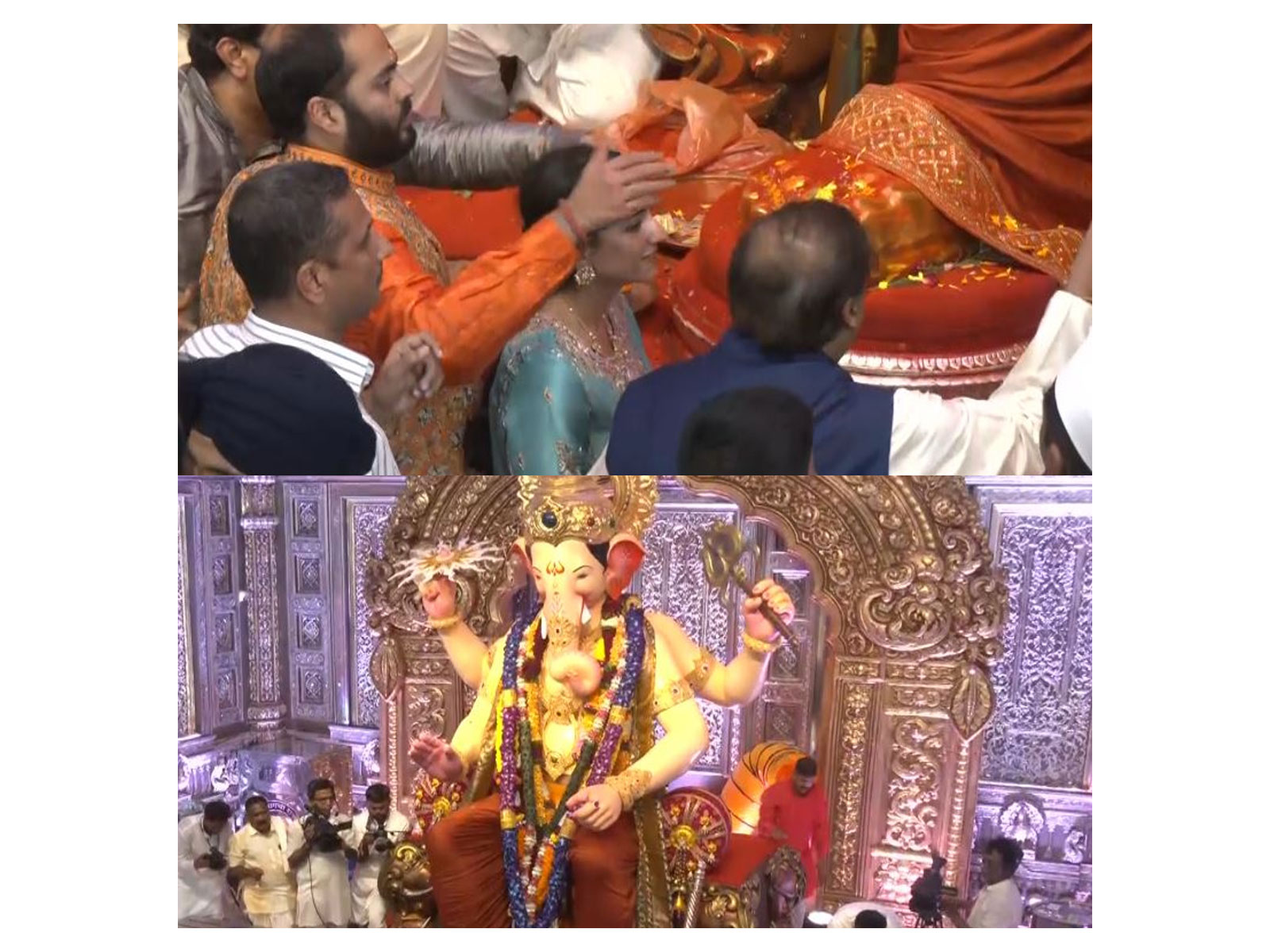 Mukesh Ambani, Anant Ambani, Radhika Merchant visit Lalbaugcha Raja (Photo/ANI)