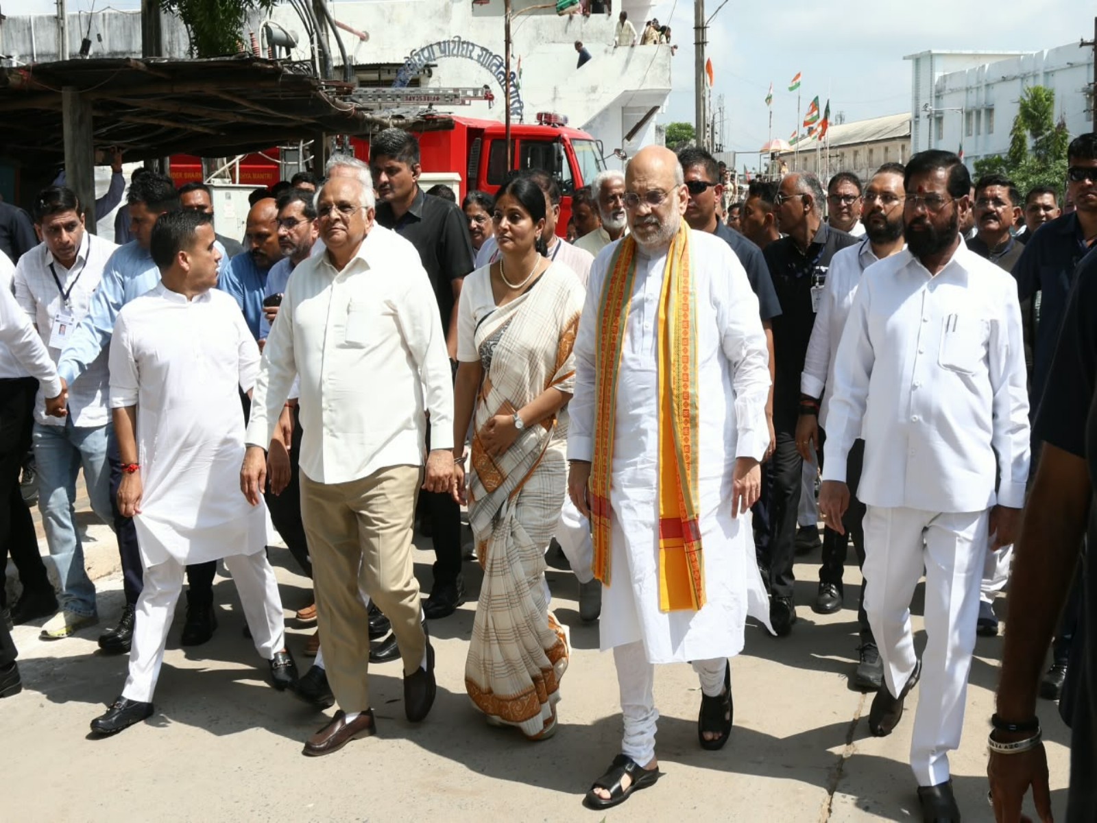 Union Home Minister Amit Shah with Gujarat CM Bhupendra Patel and Maharashtra Deputy CM Eknath Shinde (Photo/Gujarat CMO) Union Home Minister Amit Shah with Gujarat CM Bhupendra Patel and Maharashtra Deputy CM Eknath Shinde (Photo/Gujarat CMO)